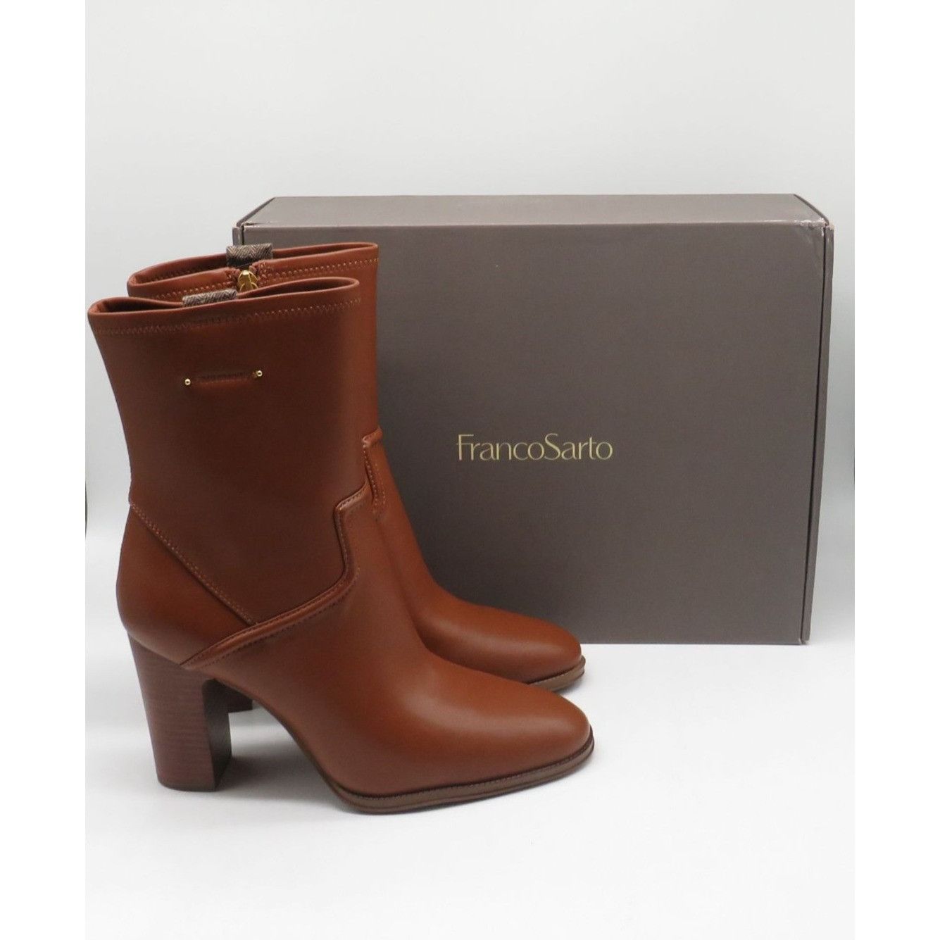 Franco Sarto Franco Sarto Cognac Faux Leather Heeled Ankle Boots 9.5M Zi Size US 9.5 / IT 39.5 - 1 Thumbnail