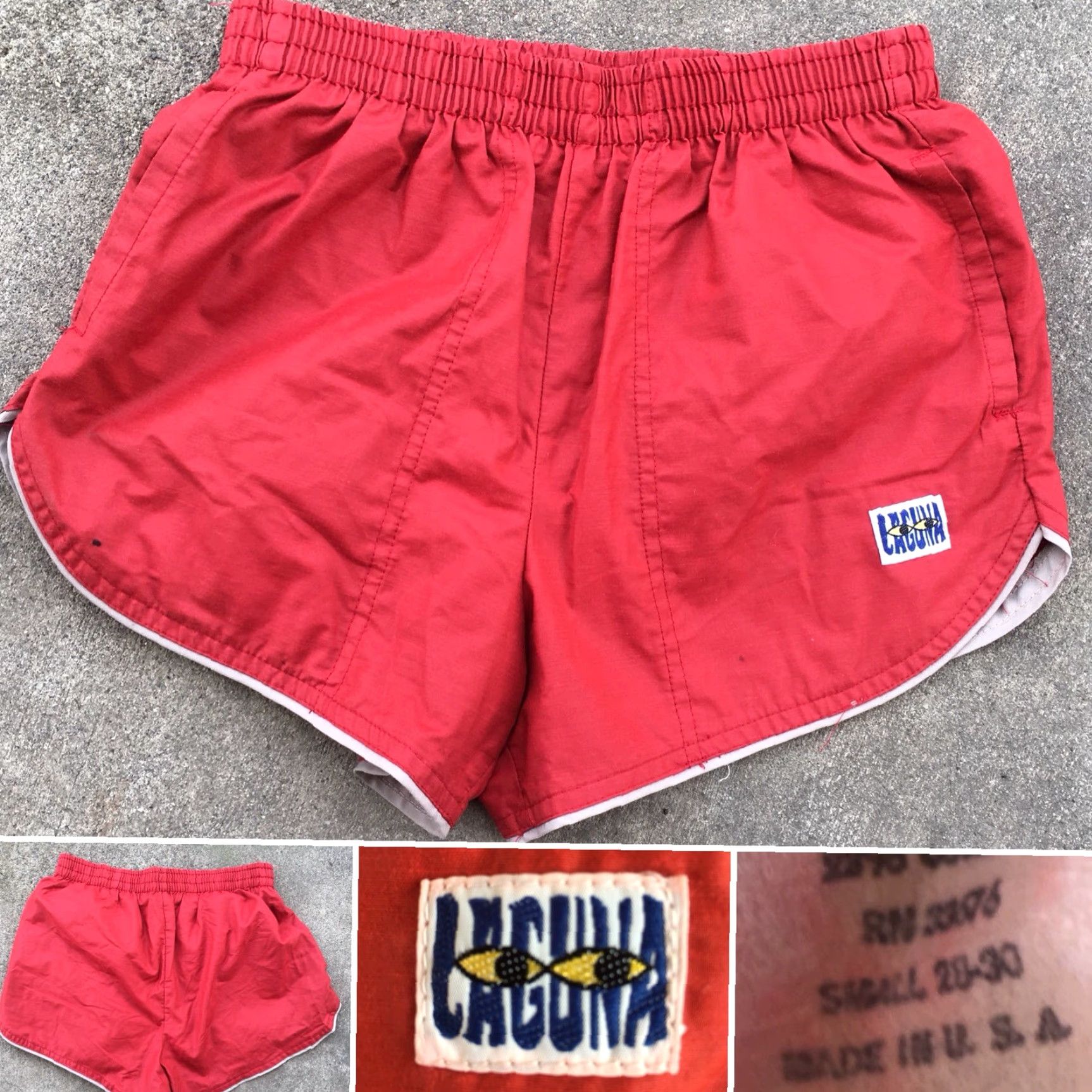 Vintage VINTAGE Laguna Swim Trunks 28-30 Red Short Shorts 70s 80s Made In USA S Men/Womens? Size US 28 / EU 44 - 2 Thumbnail