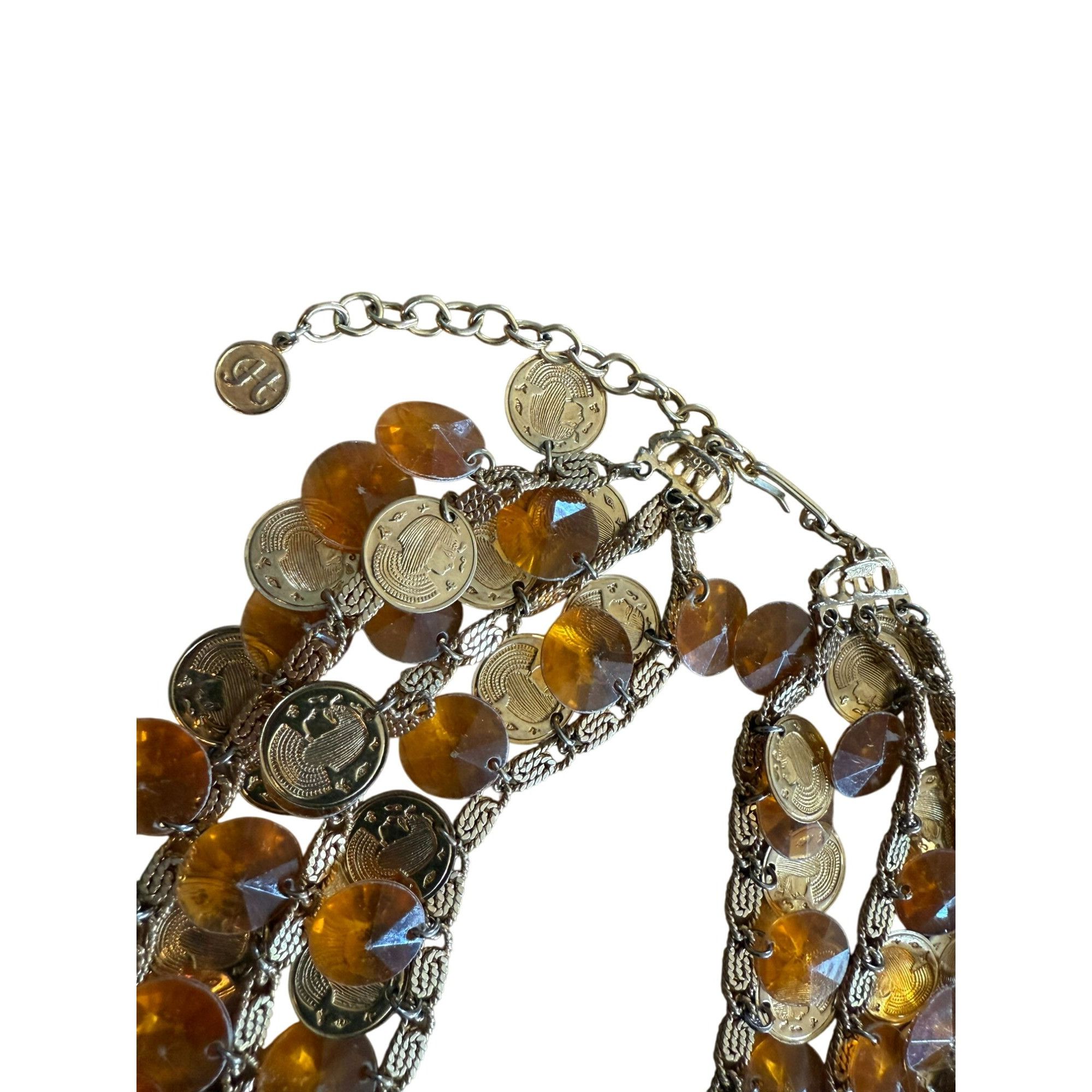 Other Vintage Signed HOBE Rare Egyptian Bib Necklace W/ Lucite Yel Size ONE SIZE - 2 Thumbnail