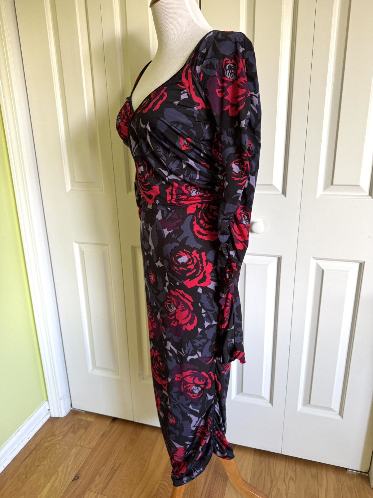 Emanuel Ungaro UNGARO FEVER Floral Jersey Ruffled Midi Dress 10/46 Size L / US 10 / IT 46 - 3 Thumbnail
