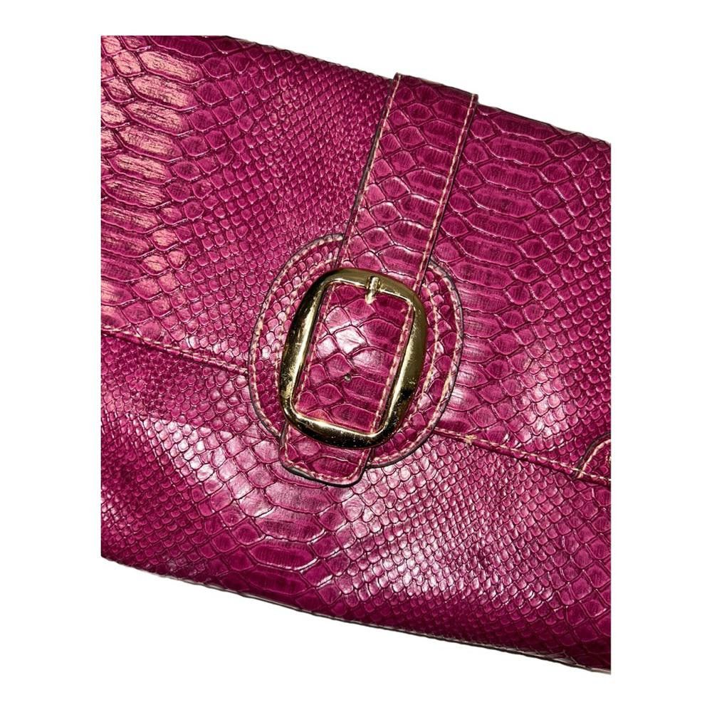 Designer Faux Snakeskin W Gold Buckle Clutch Size ONE SIZE - 2 Thumbnail