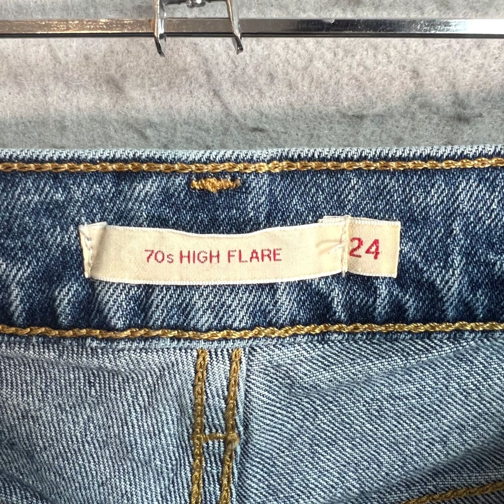 Levi's VINTAGE Levi's Womens 70s High Flare Denim Shorts Raw Hem 24 Blue 5-Pocket Design Adult Womens Shorts Womens Size 42" / US 20 - 3 Thumbnail