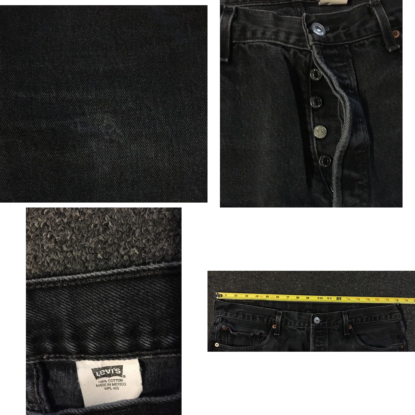 Levi's VINTAGE Levi's 501 Jeans Button Fly Distressed 36 Black Denim Straight Men 80s 90s Grunge Punk Western Cowboy Rock Bilker? Size US 36 / EU 52 - 9 Thumbnail