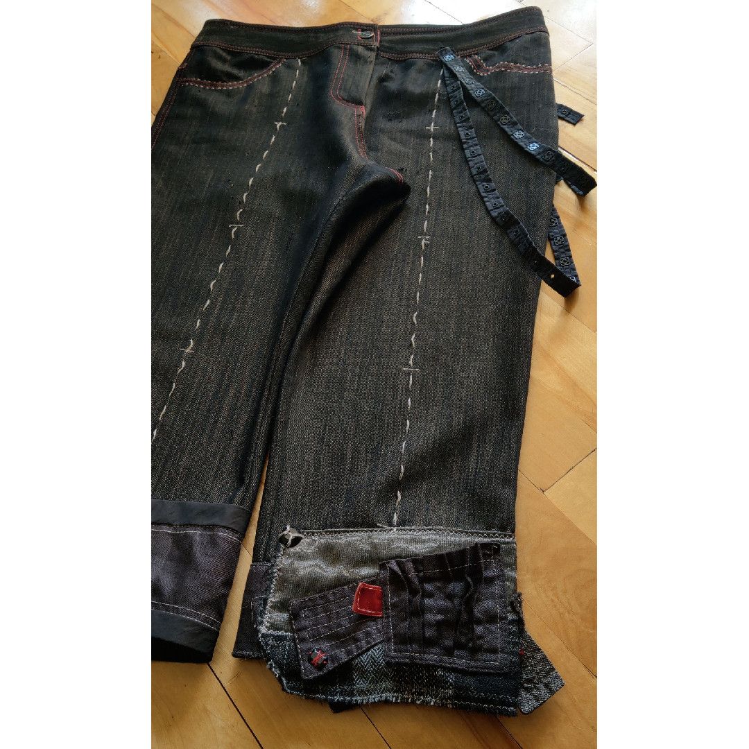 Vintage Asymmetric Patchwork Pants Bootcut Goth grunge Noir Alt Size US 32 / EU 48 - 3 Thumbnail