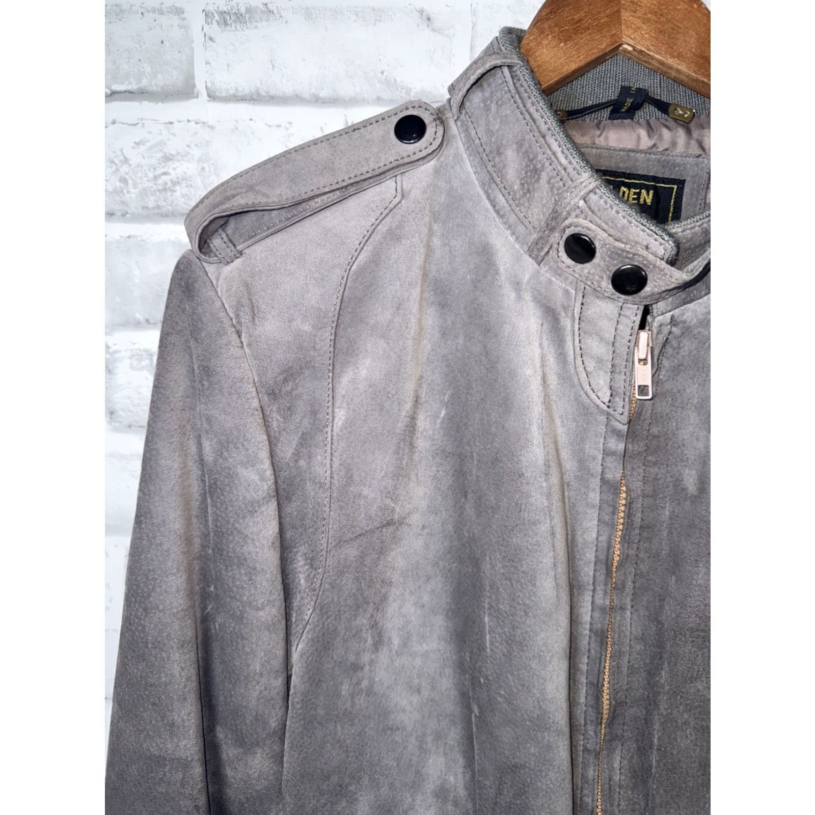 Vintage VTG Golden State Gray Leather Bomber Jacket Mens 42 Regular Size US XS / EU 42 / 0 - 6 Thumbnail
