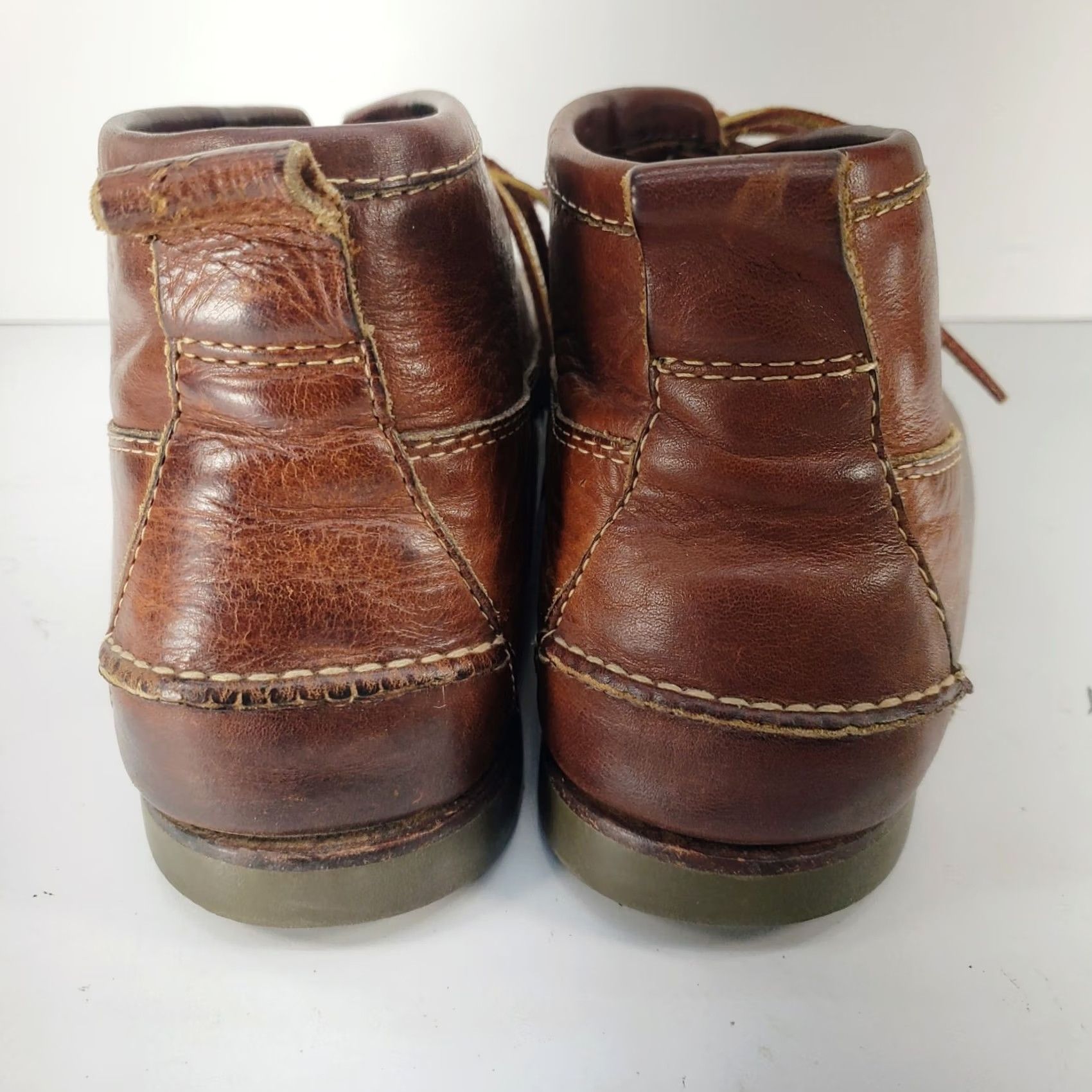 Vintage L.L. Bean Eastport Chukka Boots Mens 10.5 D Brown Leather Moc Toe Casual Dressy Black? Size US 11 / EU 44 - 6 Thumbnail