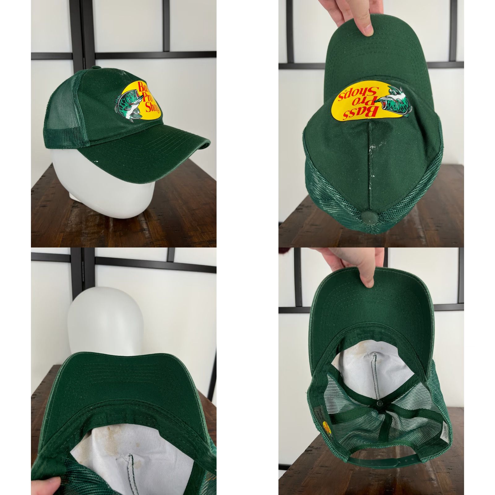 Bass Pro Shops Bass Pro Shops Hat Cap Snap Back Adult Green Trucker Hat Twill Cotton Fish Camp Hike Adjustable One Size Men Green 90s? Size ONE SIZE - 8 Thumbnail