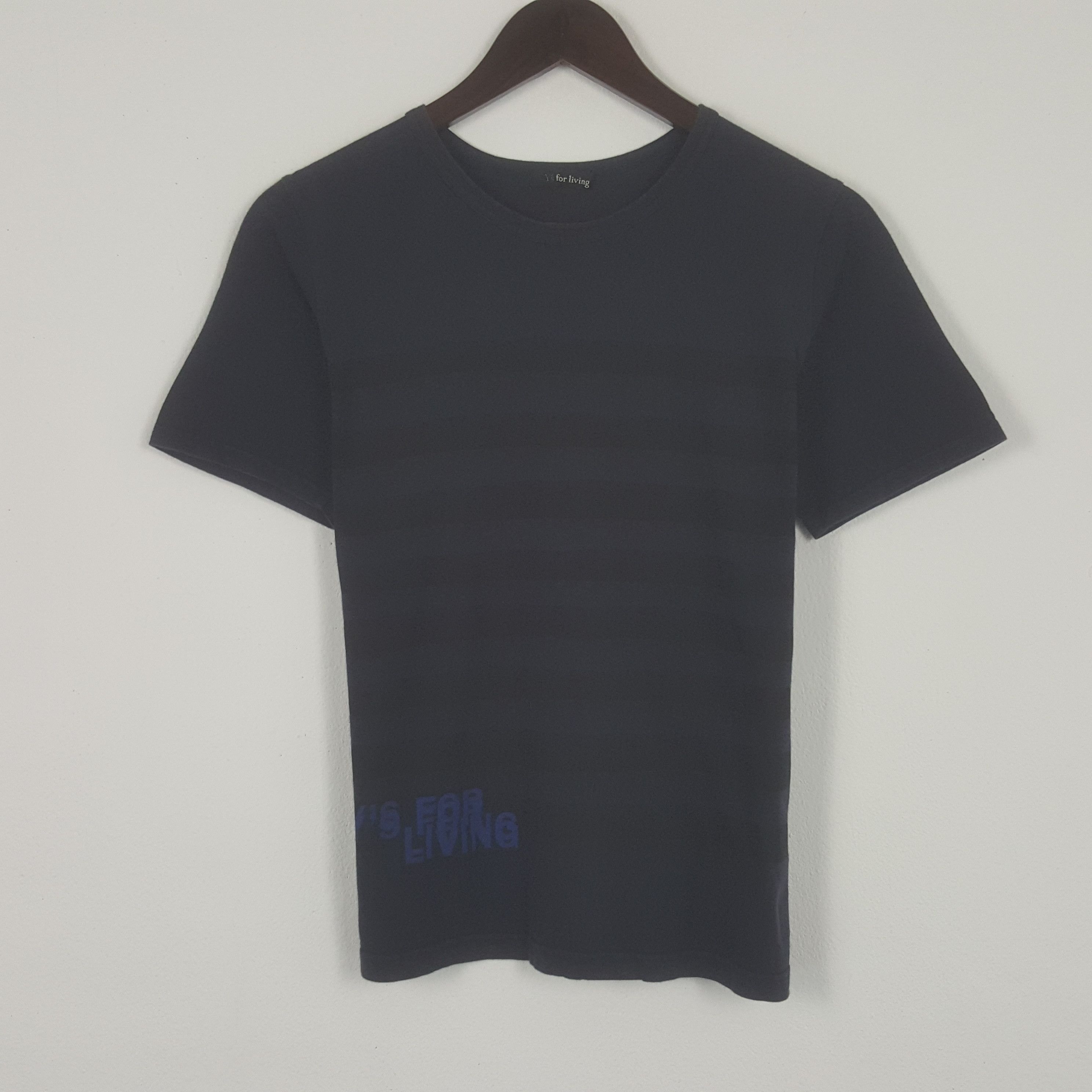 image of Vintage Y's For Living Tshirt in Blue Black, Women's (Size Small)