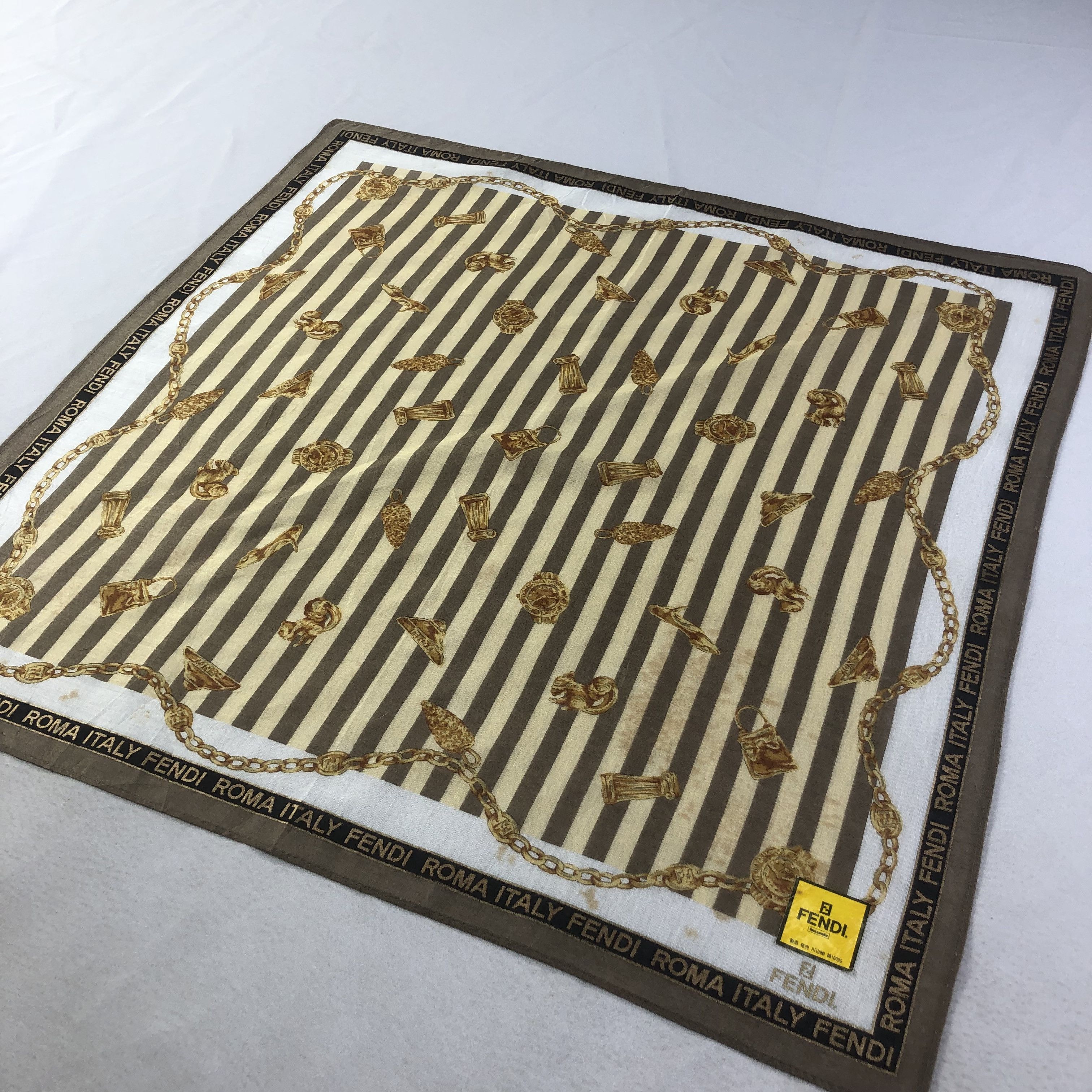 Vintage Fendi Gold Chains Handkerchief Neckerchief Bandana H2306 Size ONE SIZE - 3 Thumbnail