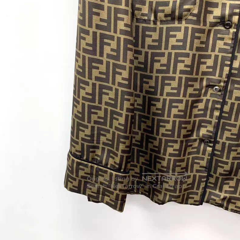 Fendi Fendi 23 Model Dark Brown Double F Monogram Printed Silk-C Size XS / US 0-2 / IT 36-38 - 4 Thumbnail