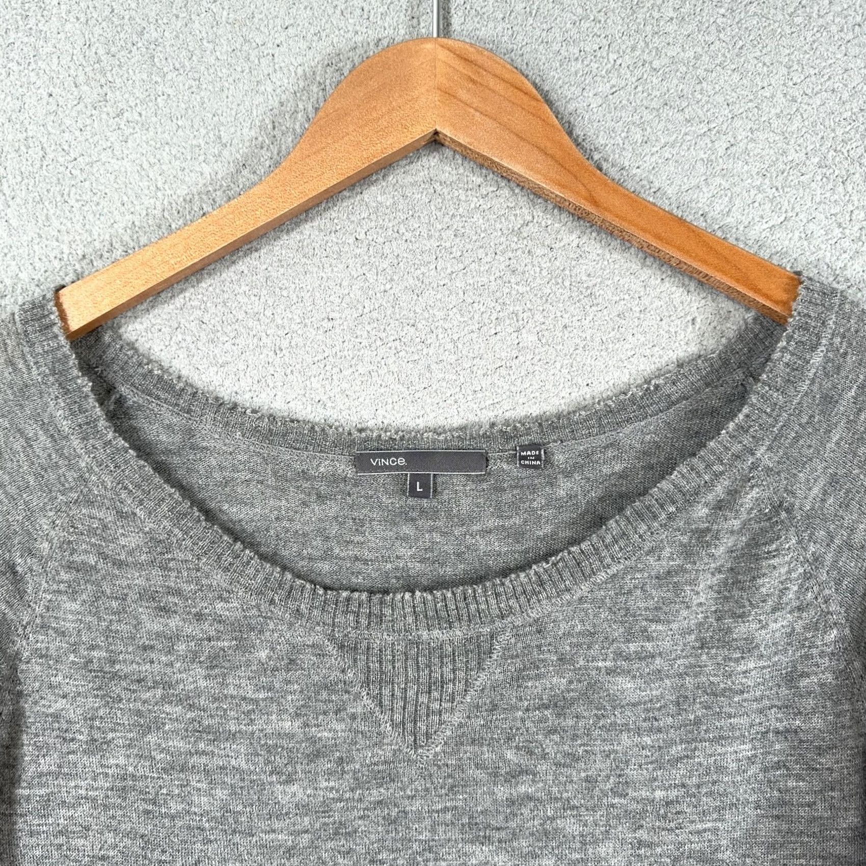 Vince Vince Sweater Women Large 100% Cashmere Gray Scoop Neck Raglan Pullover Size L / US 10 / IT 46 - 5 Thumbnail