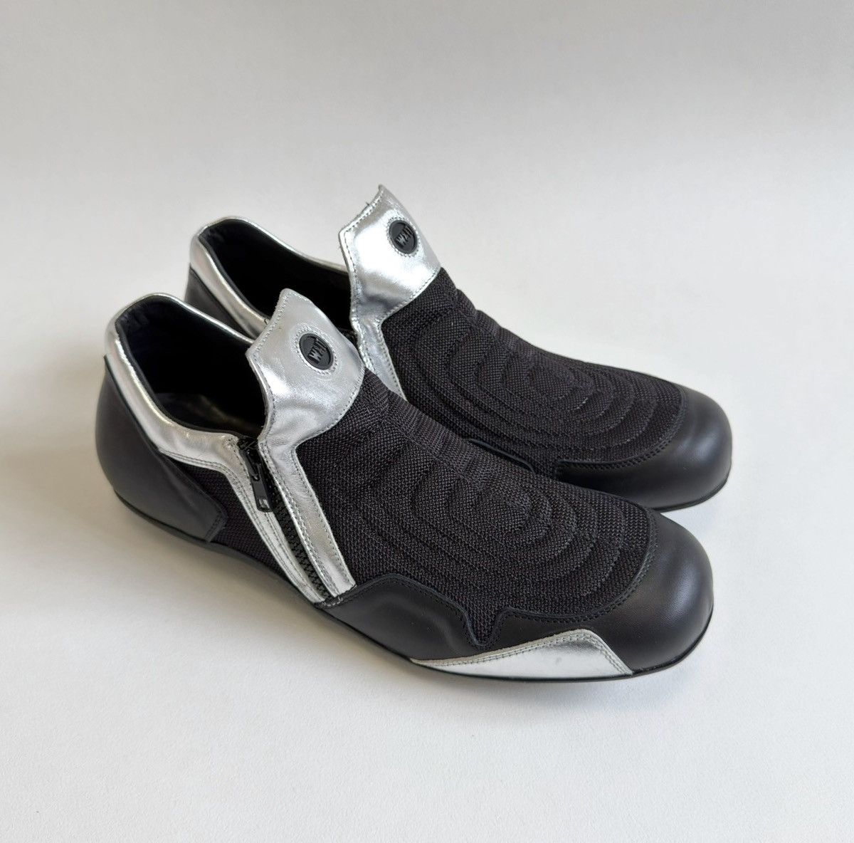 Walter Van Beirendonck 1990s Black/Silver Moto Tech Sneakers Size US 10 / EU 43 - 1 Thumbnail