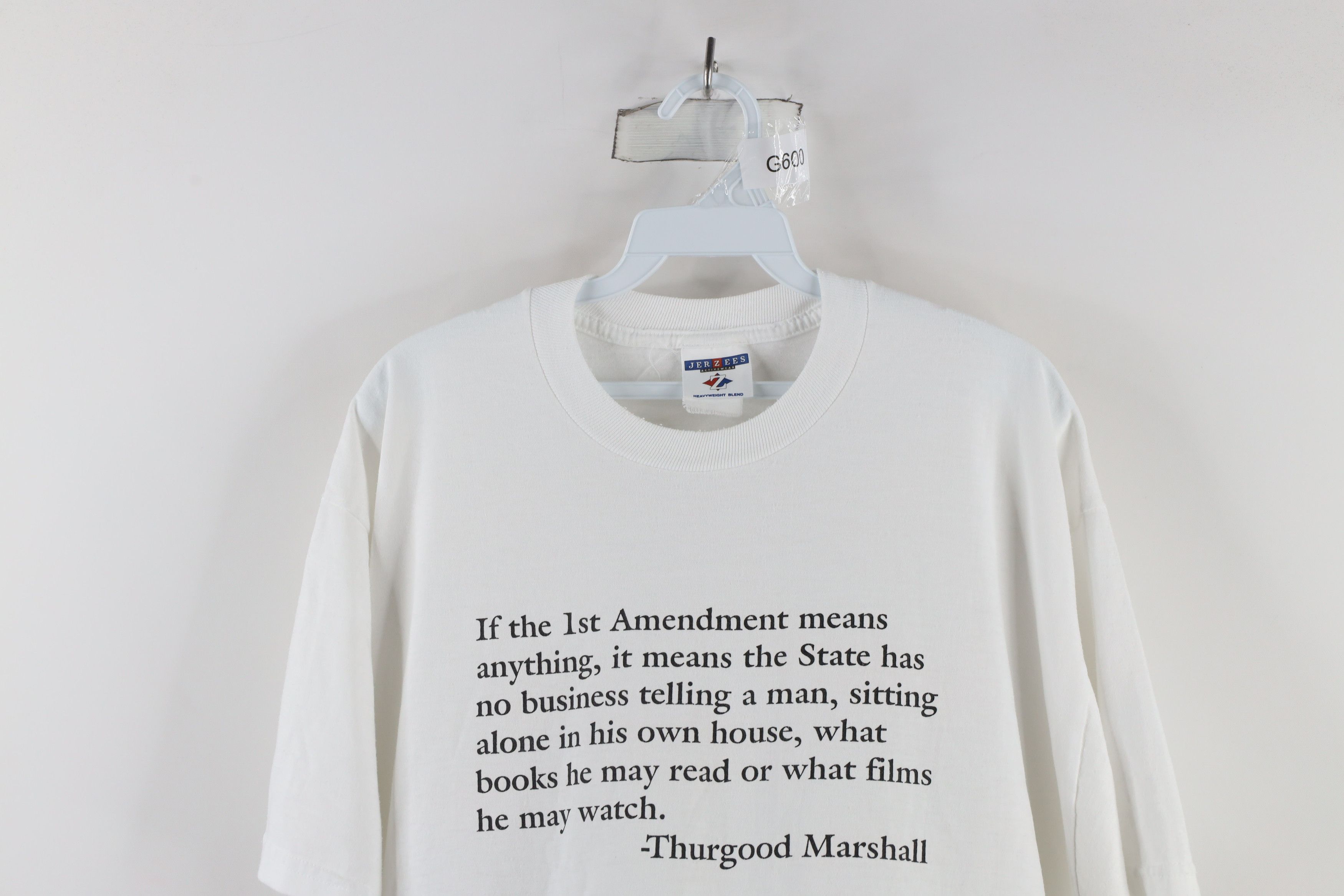 Vintage Vintage 90s Thurgood Marshall Short Sleeve T-Shirt White Size US XL / EU 56 / 4 - 2 Thumbnail