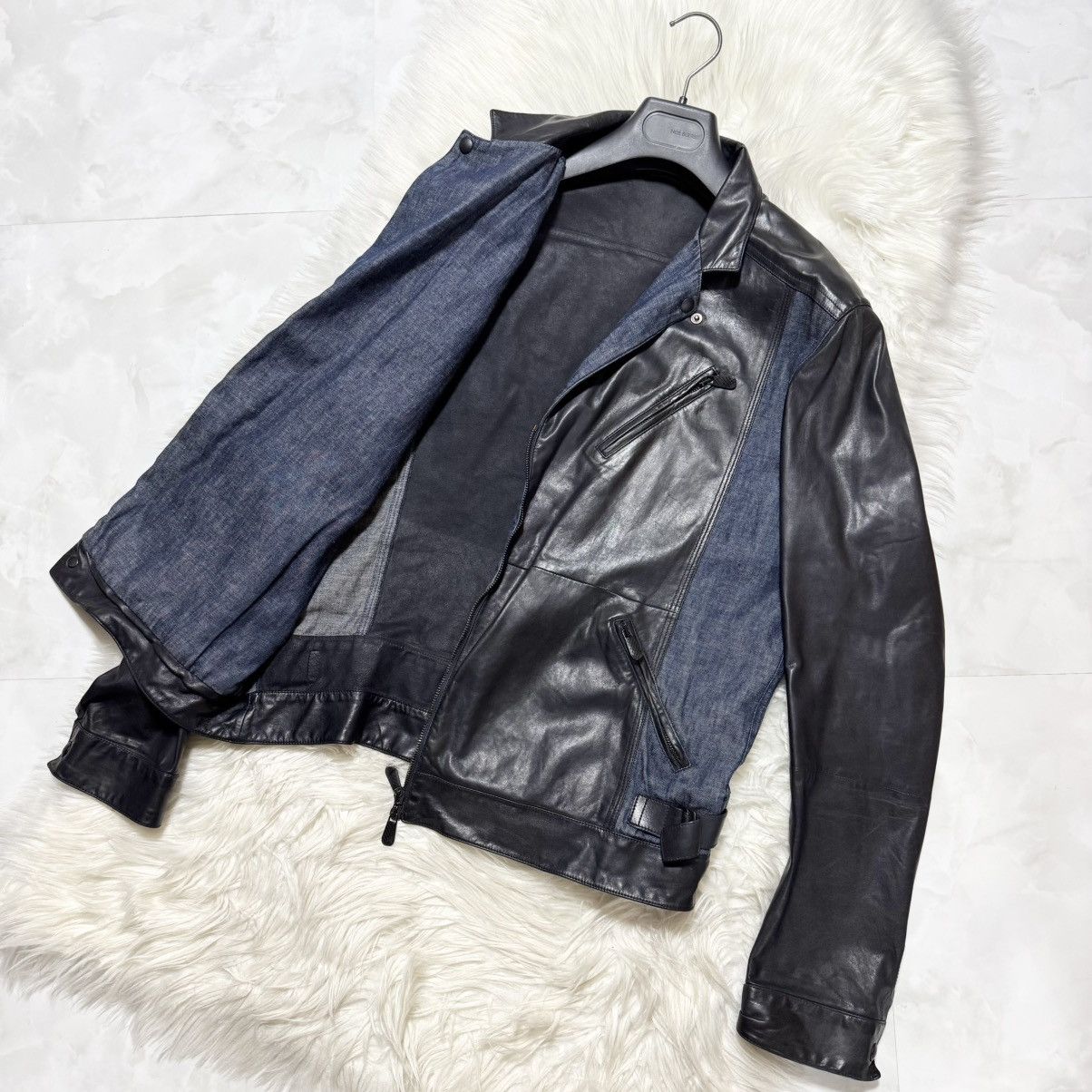 Bottega Veneta Bottega Veneta denim leather jacket size 50 black blue Size US M / EU 48-50 / 2 - 8 Thumbnail