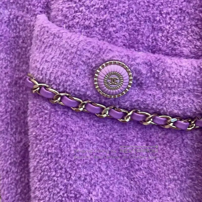 Chanel Chanel Purple Cotton Long Sleeve Cardigan . Size S / US 4 / IT 40 - 8 Thumbnail