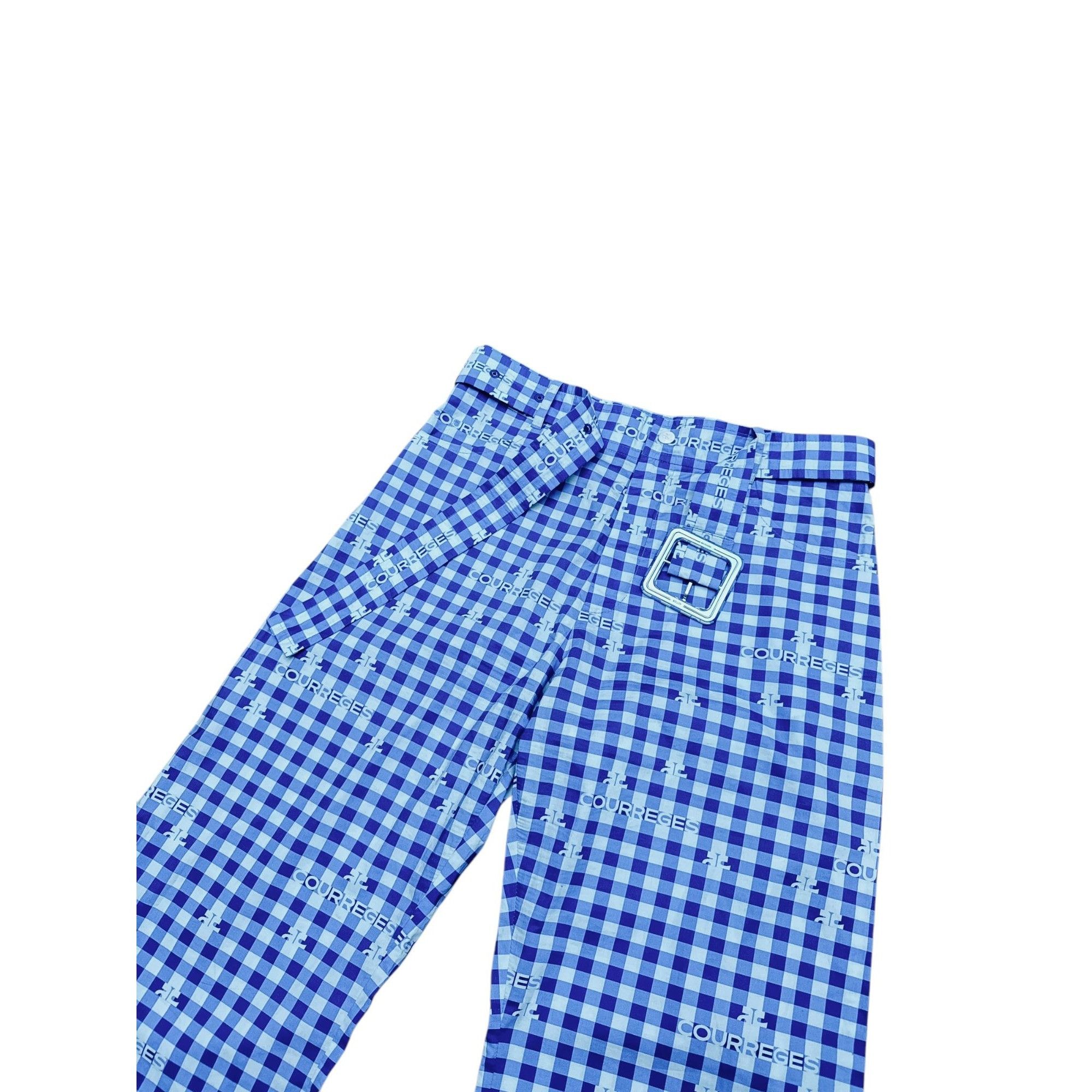 Courreges Blue Checkered Wide Pants Size 30" / US 8 / IT 44 - 2 Thumbnail