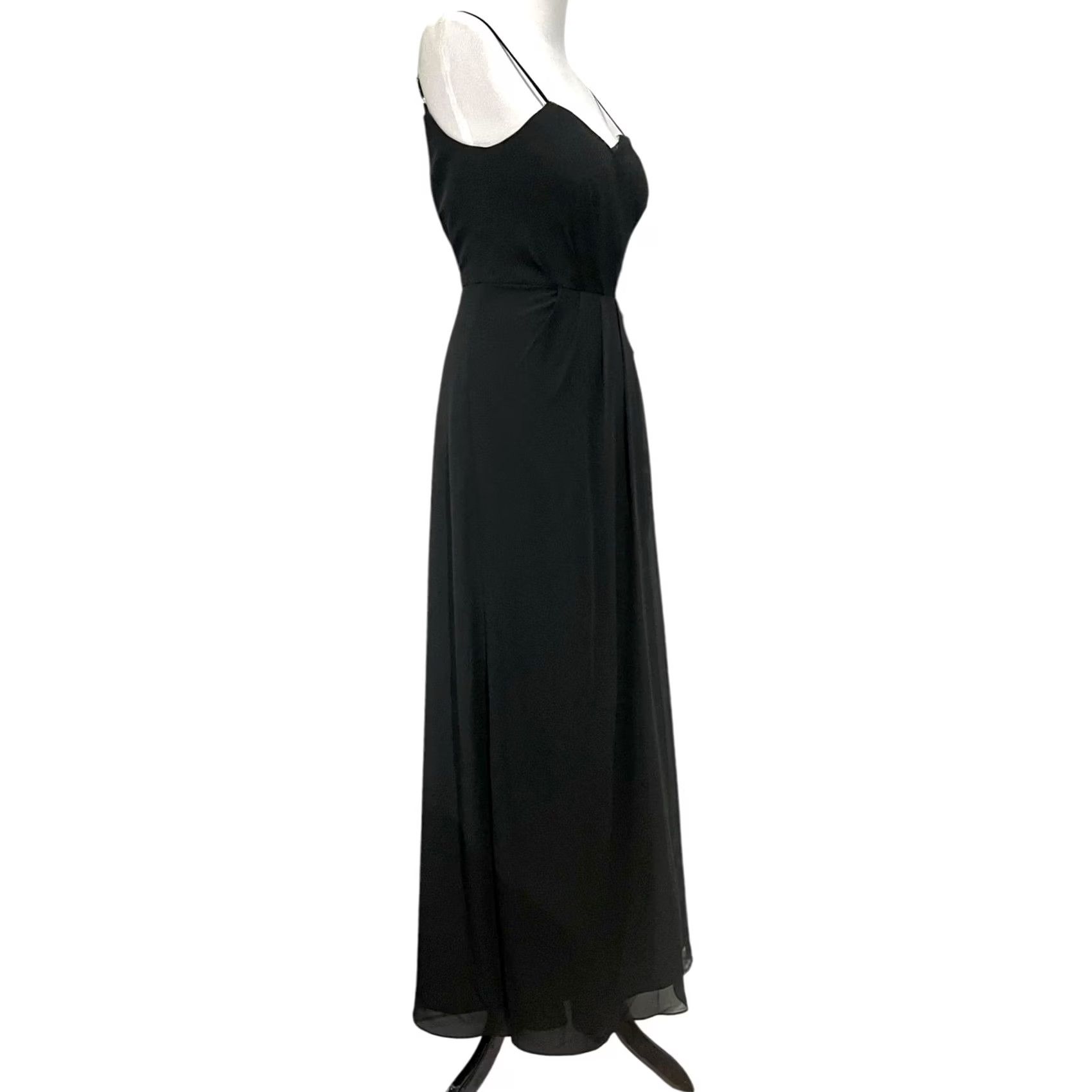 Vintage AZAZIE Black Formal Maxi Chiffon V-Neck Spaghetti Strap Leg Slit Sz 0 Dress Womens Size XS / US 0-2 / IT 36-38 - 5 Thumbnail