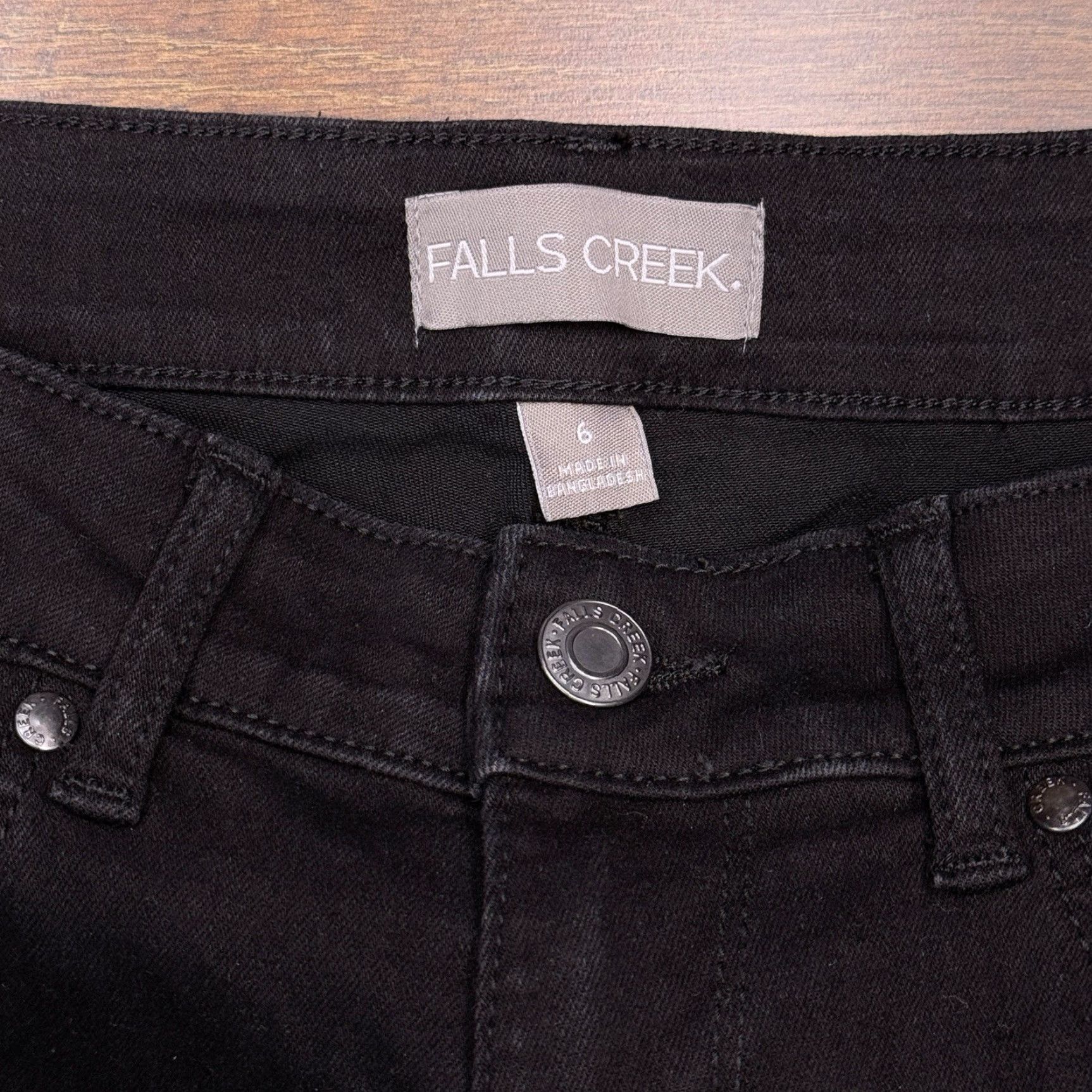 Vintage Falls Creek Jeans Womens 6 Black High Waisted Flare Stretch Denim 5-Pocket City Regular Rise Zip Size 28" / US 6 / IT 42 - 5 Thumbnail