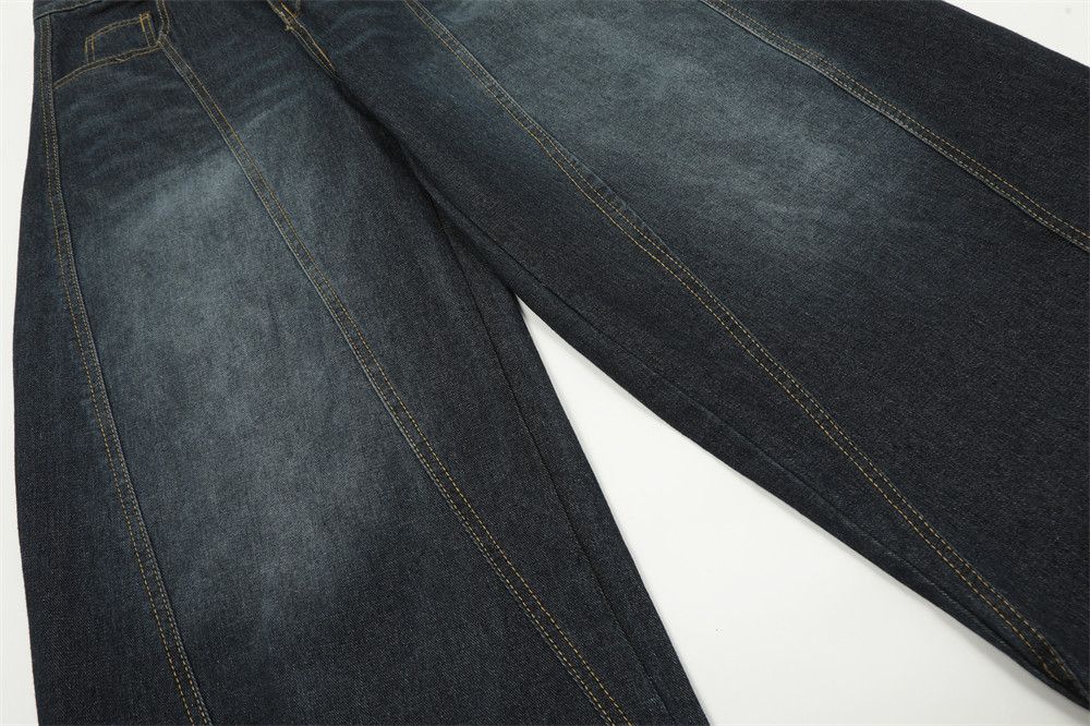 Japanese Brand × Jean Men's street loose wide-leg letters embroidered washed jeans Size US 32 / EU 48 - 6 Thumbnail