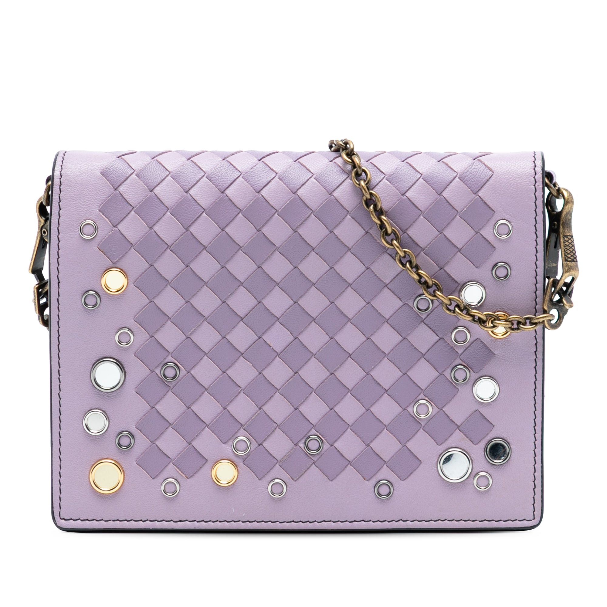 Bottega Veneta Nappa Intrecciato Studded Wallet on Chain Size ONE SIZE - 1 Thumbnail