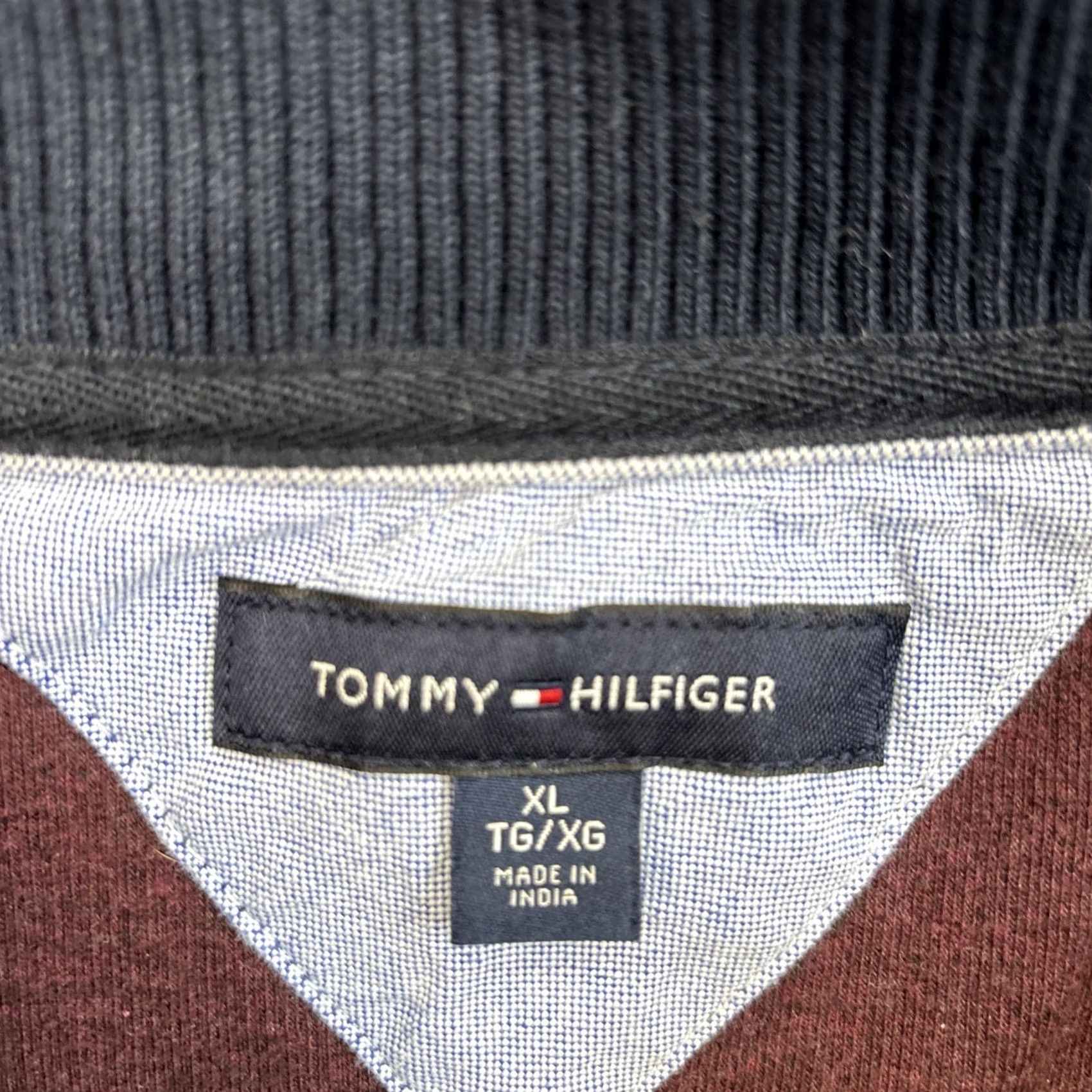 Tommy Hilfiger Tommy Hilfiger Sweater Pullover Mens XL Maroon Cotton Long Sleeve Mock Neck 1/4 Zip Casual Size US XL / EU 56 / 4 - 3 Thumbnail
