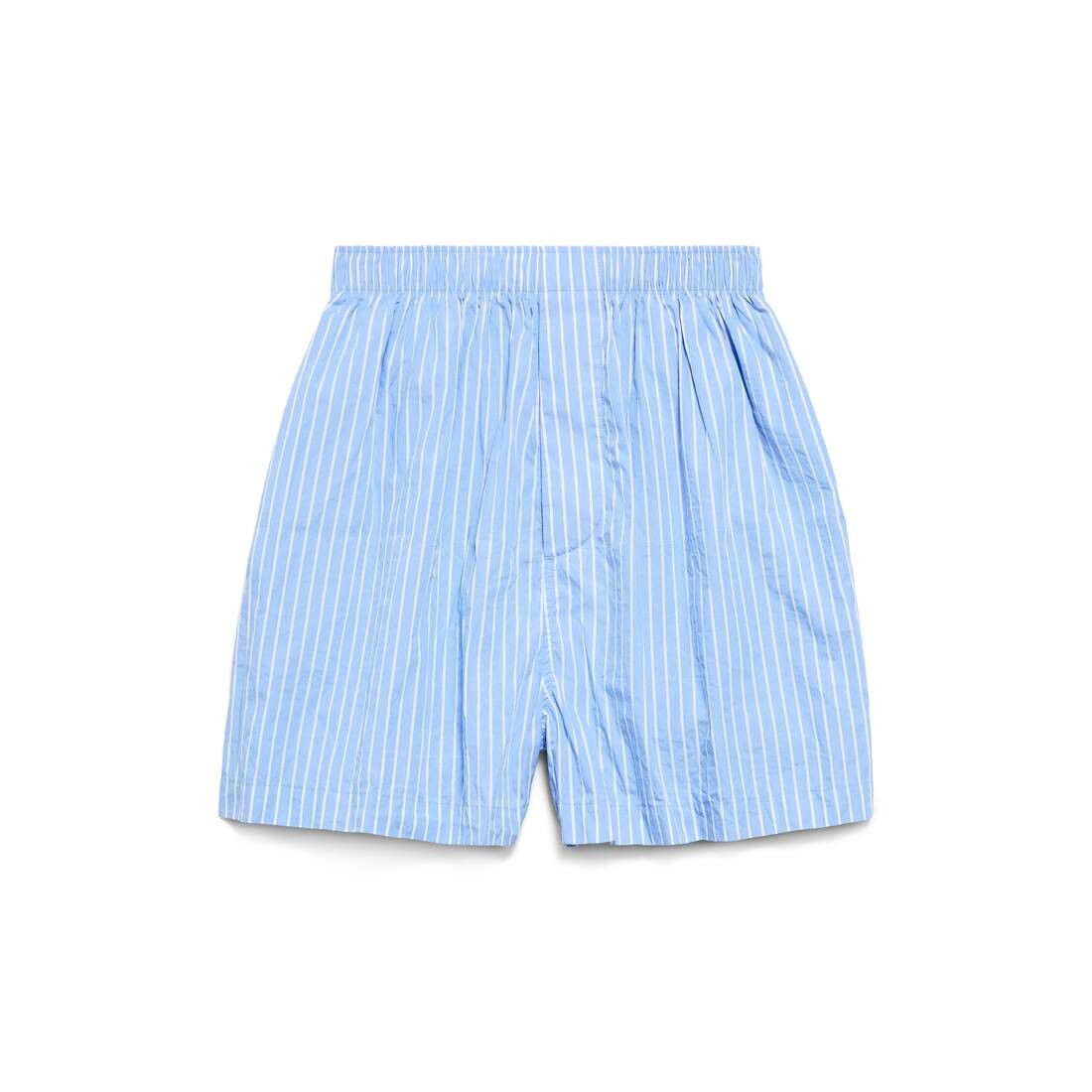 Balenciaga BB Corp Pyjama Shorts in light blue and white striped cotton poplin Size US 32 / EU 48 - 1 Thumbnail