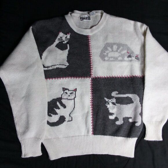 Other Vintage Design Zone Cats Kittens Crewneck Sweater Size L / US 10 / IT 46 - 2 Thumbnail