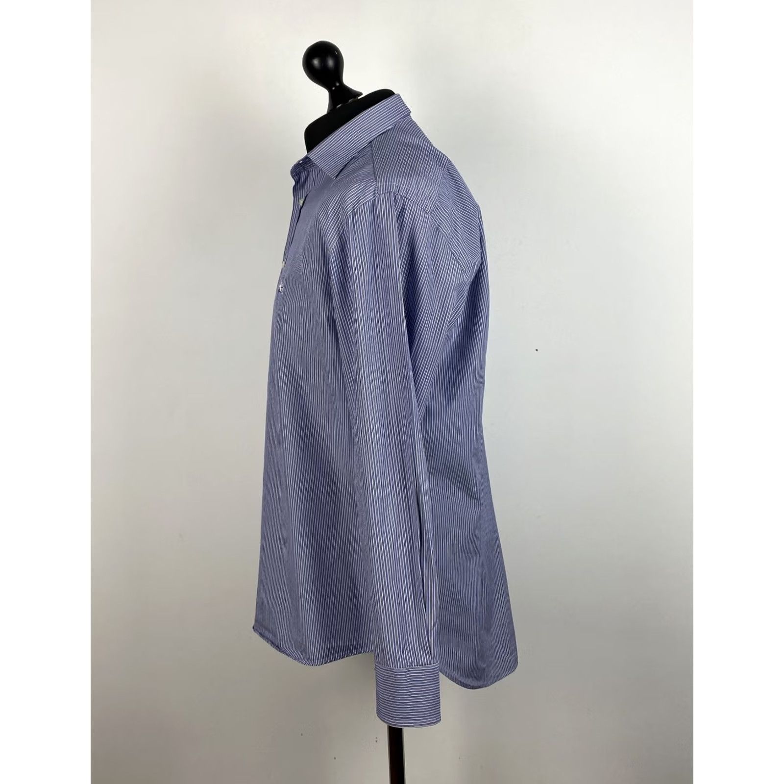 Etro ETRO Shirt Mens 100% cotton Striped Blue Size 42 Made in Italy Button Up Shirt Size US XL / EU 56 / 4 - 3 Thumbnail