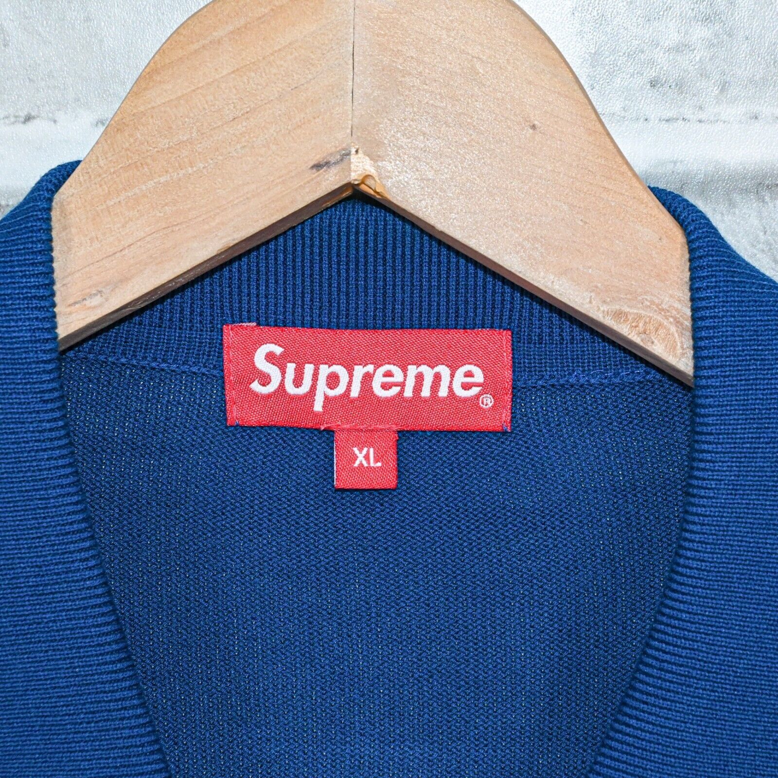 Supreme Dashes Zip up Knit Polo Sweater shirt in blue