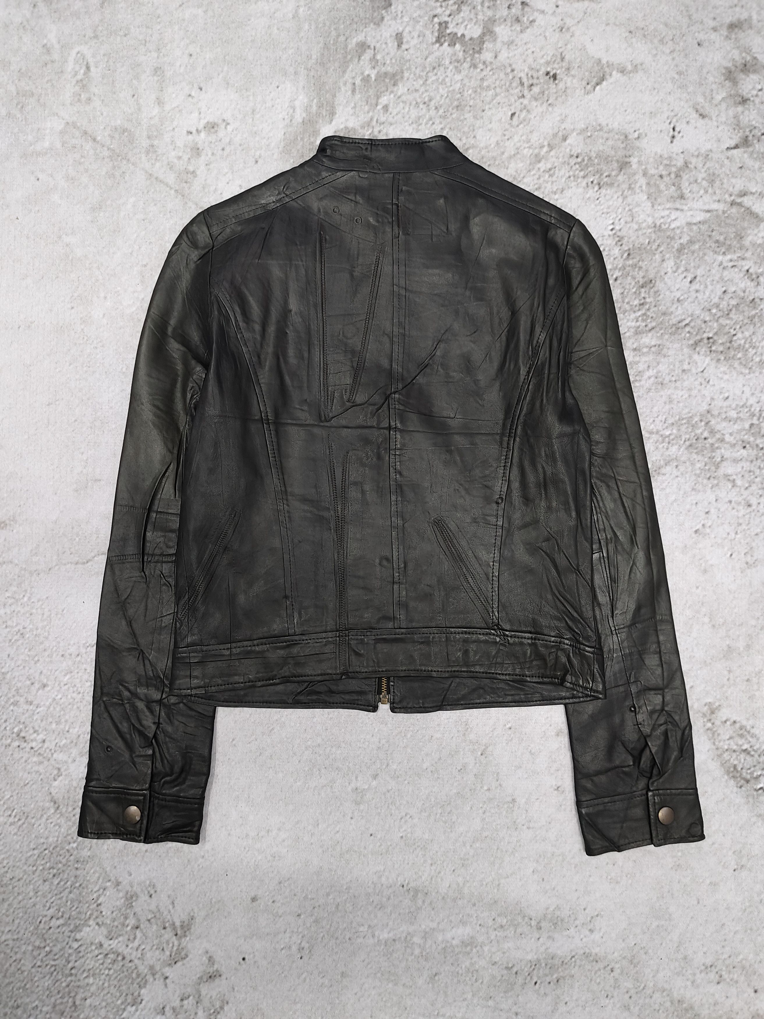 Japanese Brand 00s Carlife- Y2K Minimalist Sheepskin Leather Moto Jacket Size M / US 6-8 / IT 42-44 - 7 Thumbnail