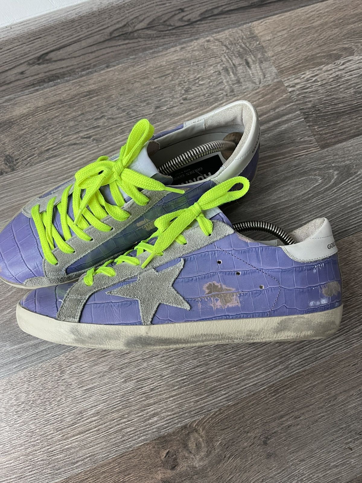 Golden Goose Golden Goose Super-Star Purple Croc Effect Sneakers Neon 39 Size US 9 / IT 39 - 4 Thumbnail