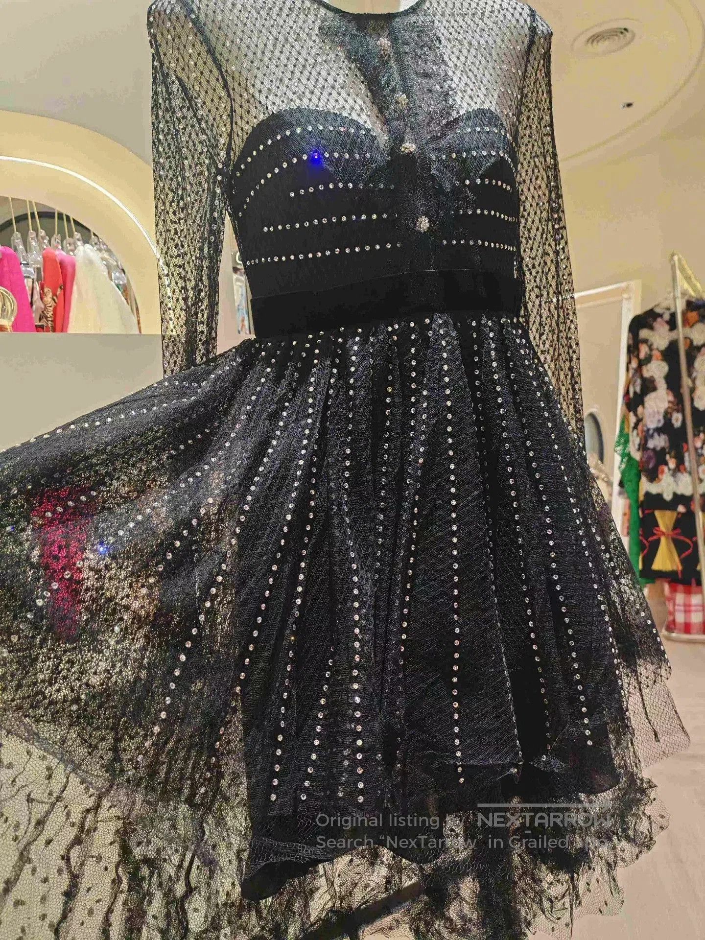 Philosophy di Lorenzo Serafini Philosophy Black Sequin Lace Dress. Size XXS / US 00 / IT 34 - 7 Thumbnail
