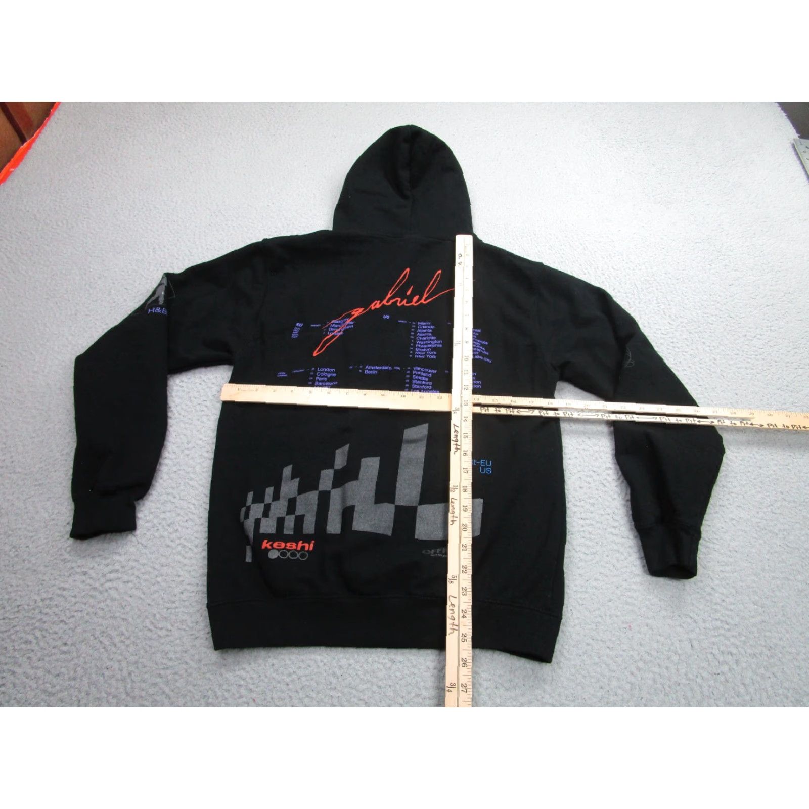 Vintage Just Hoods Hoodie Mens Small Black Keshi Gabriel HL Graphic Print Tour Pullover 2023 Size US S / EU 44-46 / 1 - 7 Thumbnail