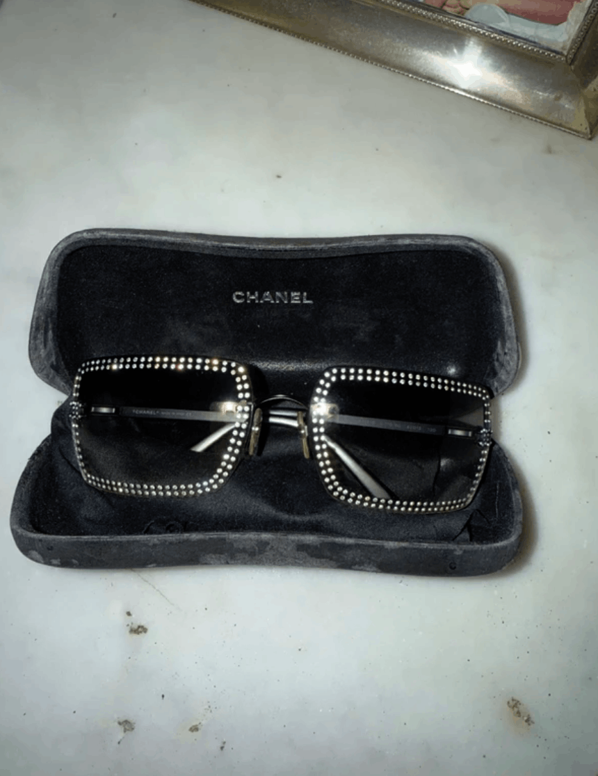 Chanel CHANEL Sunglasses 4105-B Rimless Rhinestone 4017 Shields Size ONE SIZE - 2 Thumbnail