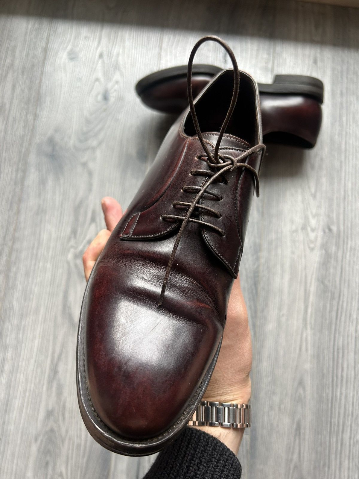 Brunello Cucinelli Burgundy Derbies with Vibram Sole Size US 8.5 / EU 41-42 - 4 Thumbnail
