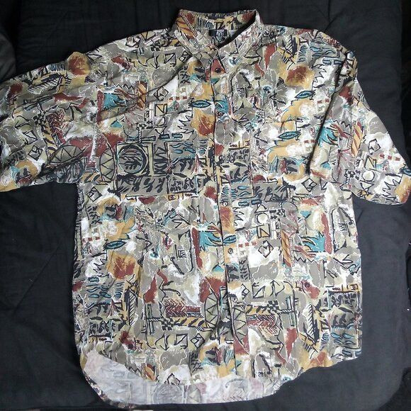 Other Vintage Box Men's Club Abstract Geometric Hawaiian Shirt Size US XL / EU 56 / 4 - 2 Thumbnail