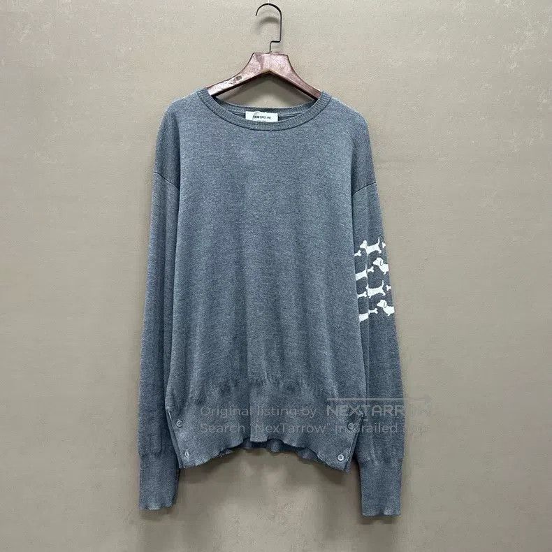 Thom Browne Thom Browne Grey Dog Pattern Wool Long Sleeve Knit Top Size US L / EU 52-54 / 3 - 1 Thumbnail