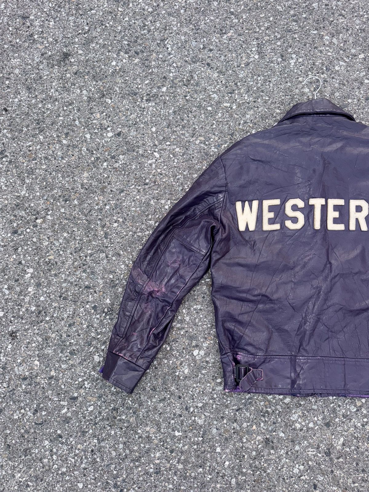 Other 1970S DISTRESSED VARSITY WESTERN LEATHER JACKET Size US L / EU 52-54 / 3 - 5 Thumbnail