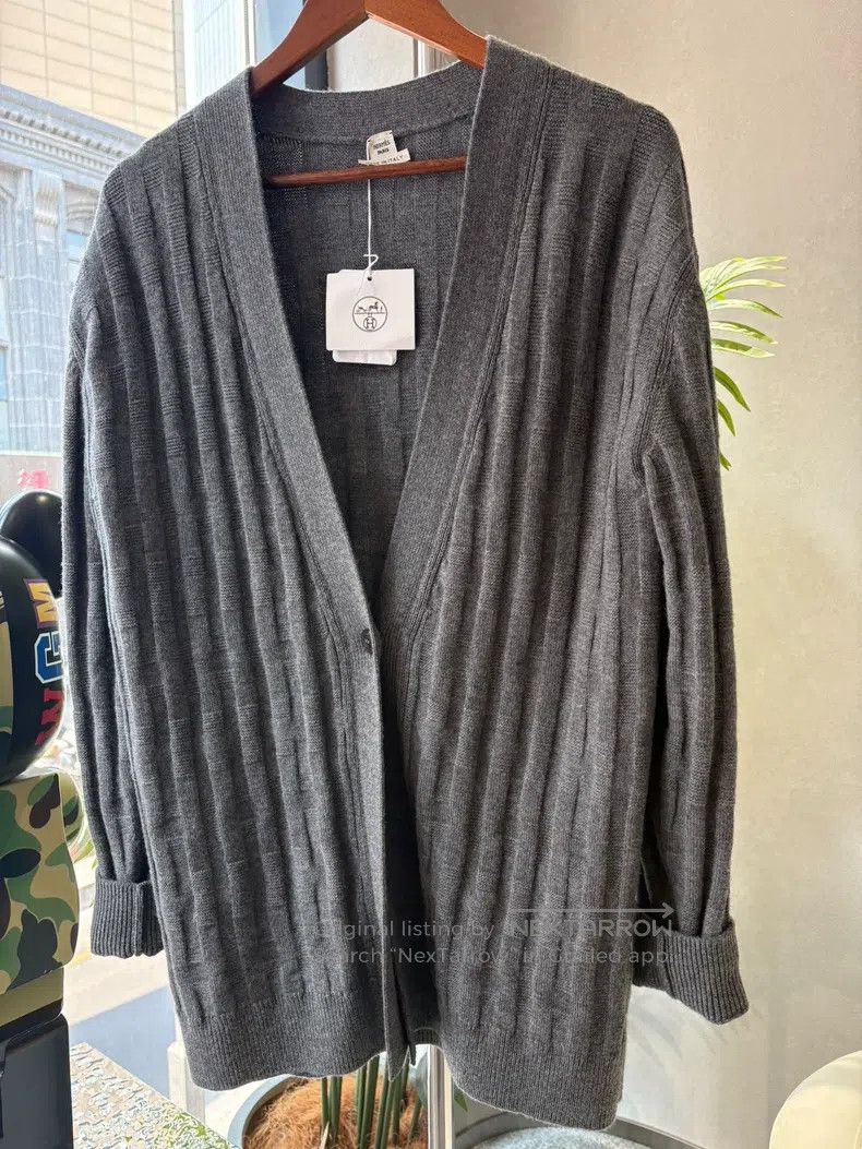 Hermes Hermes Gray knitted cardigan, 100% pure wool Size XS / US 0-2 / IT 36-38 - 3 Thumbnail