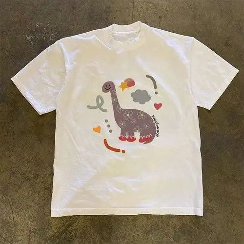 VIBE Dinosaur print white casual cotton tee Size US L / EU 52-54 / 3 - 1 Thumbnail