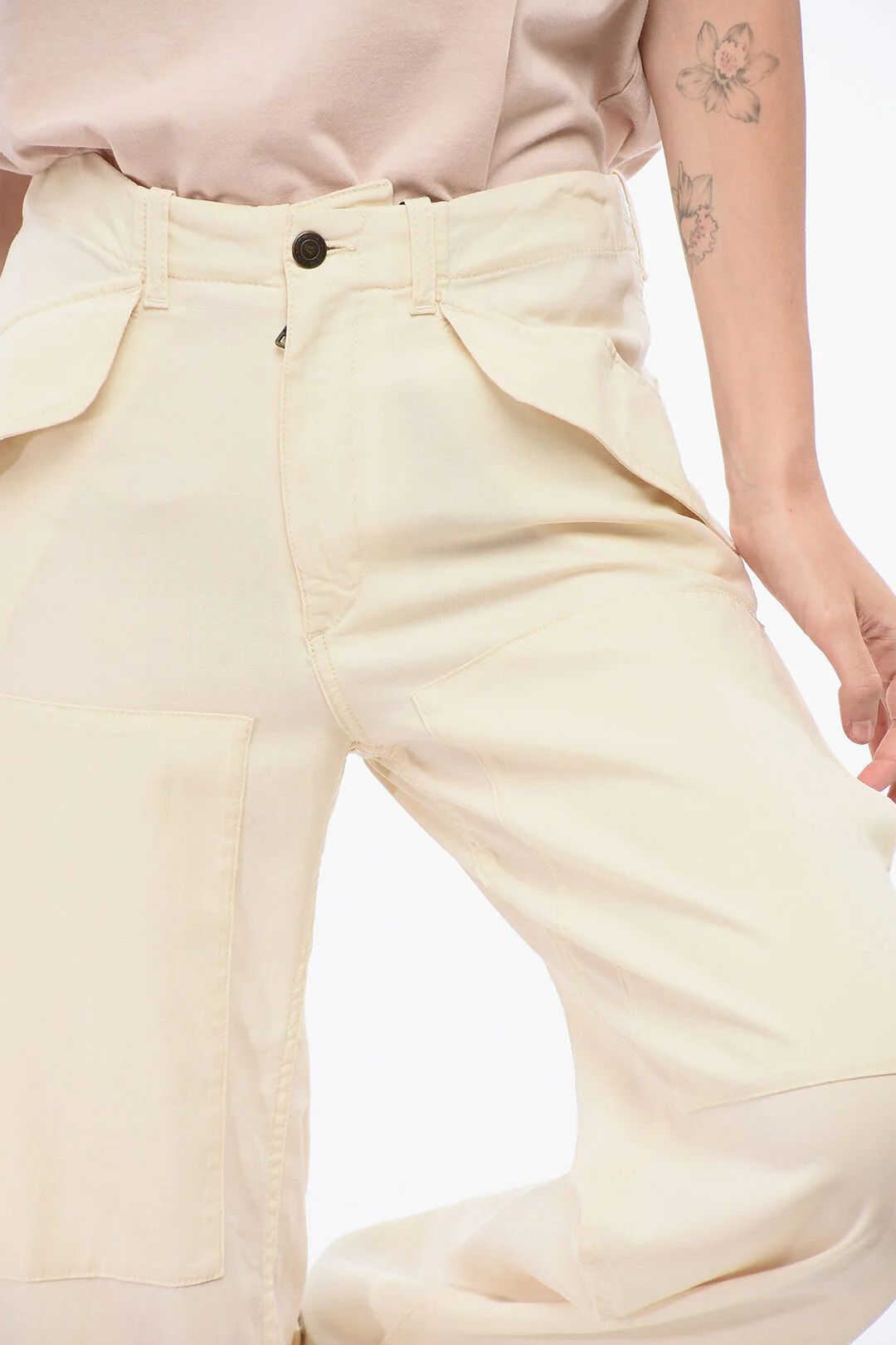 Etro og1mm0326 Virgin Wool Wide-Leg Pant in Beige Size 26" / US 2 / IT 38 - 3 Thumbnail