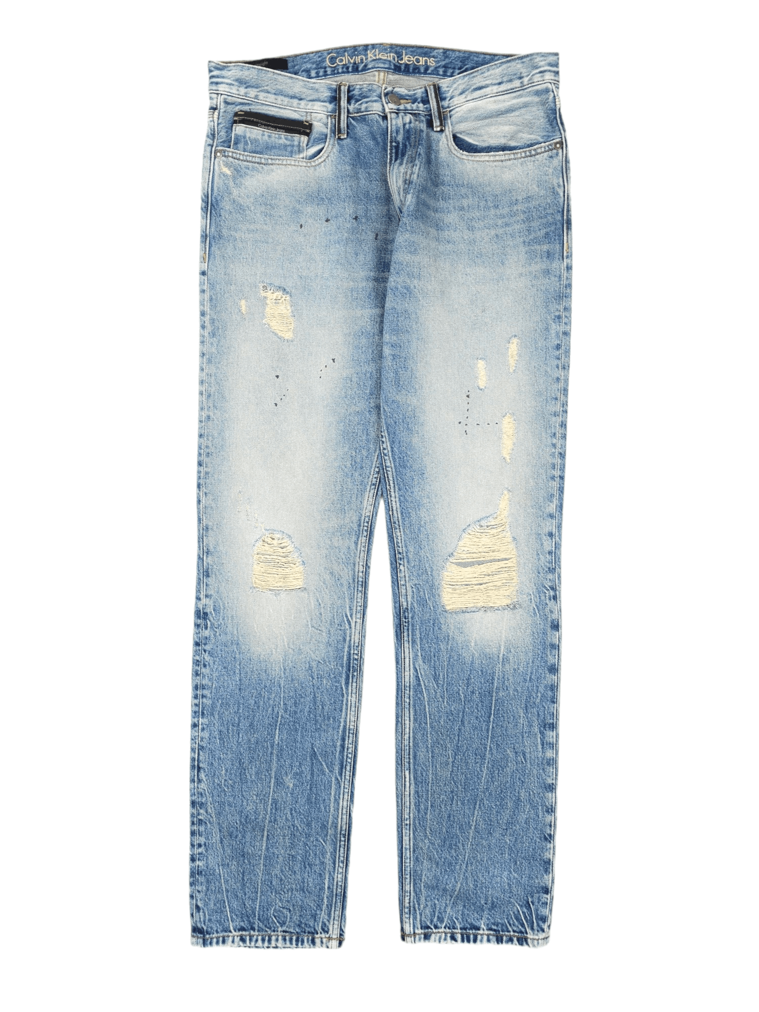 Calvin Klein × Japanese Brand 💎 Size 33/34 Calvin Klein Distressed Ripped Straight Jeans Size US 33 - 1 Thumbnail