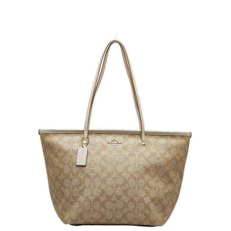 image of Coach Signature Canvas Street Zip Tote Bag in Brown, Women's