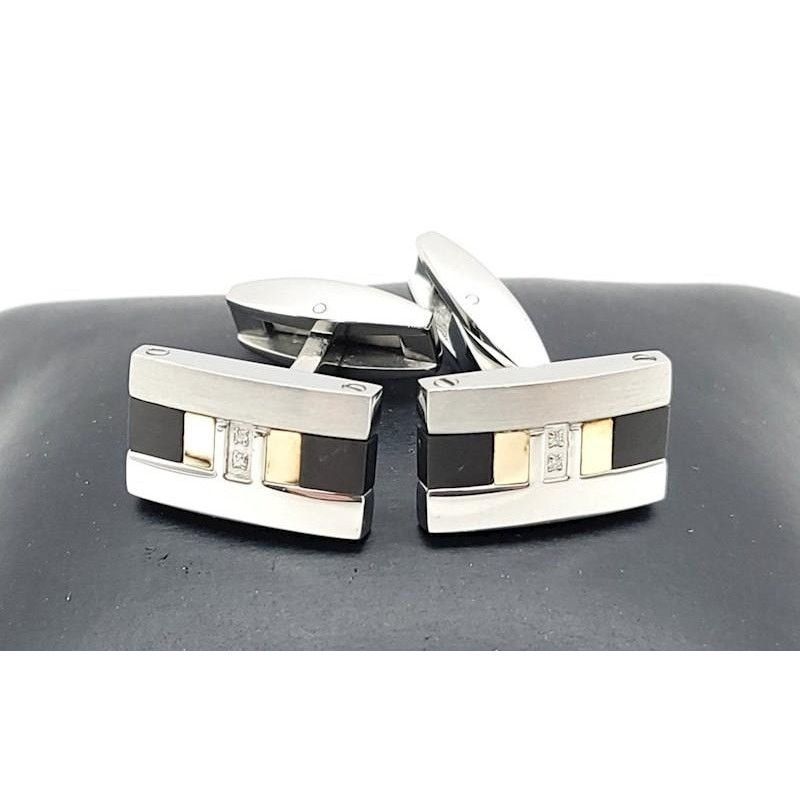 Designer Vintage Diamond Stainless Steel Titanium 18k Gold Cufflinks Size ONE SIZE - 1 Thumbnail