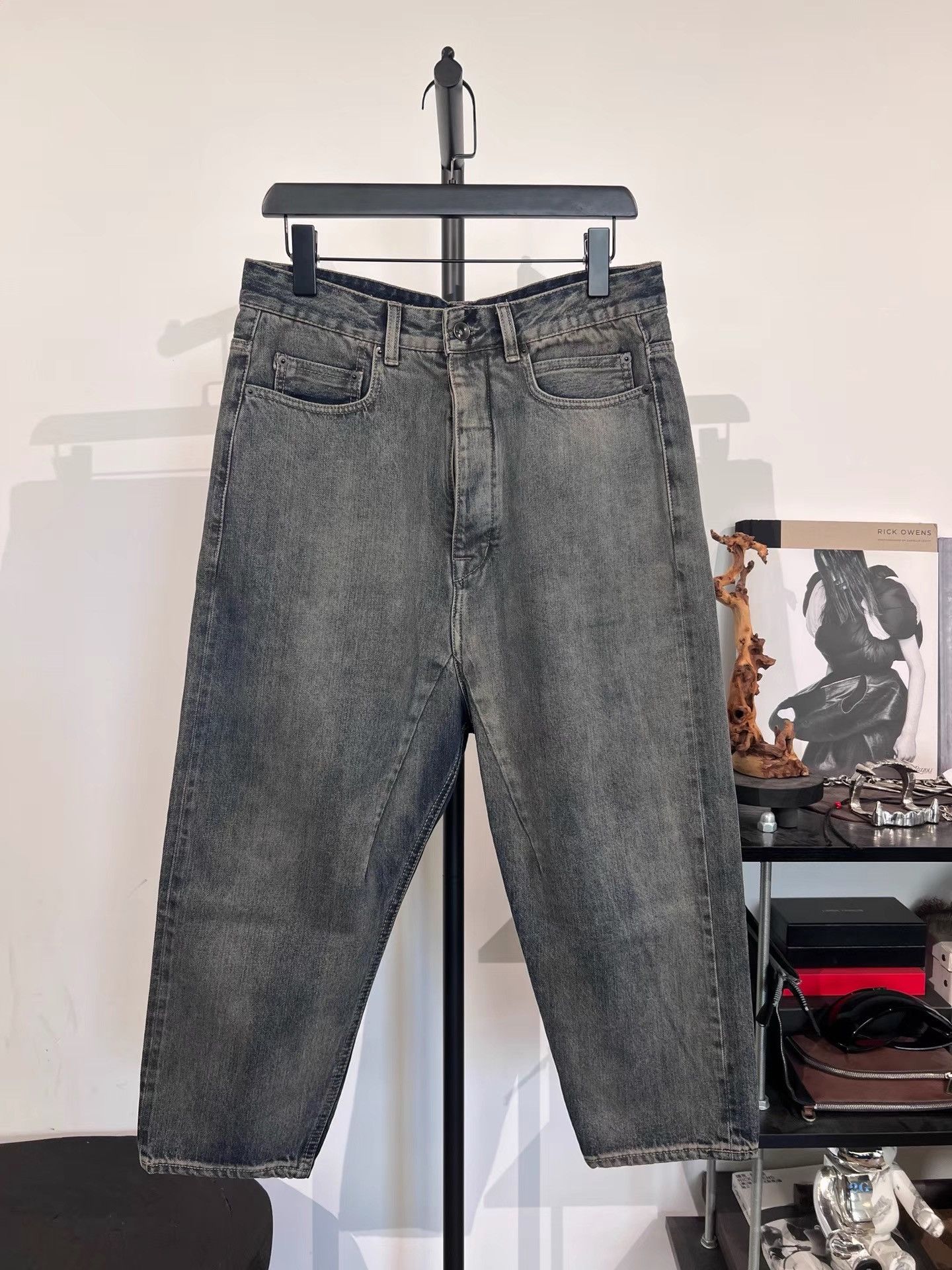 Rick Owens Rick Owens DRKSHDW Washed Vintage Cropped Denim K35 Size US 31 - 1 Thumbnail