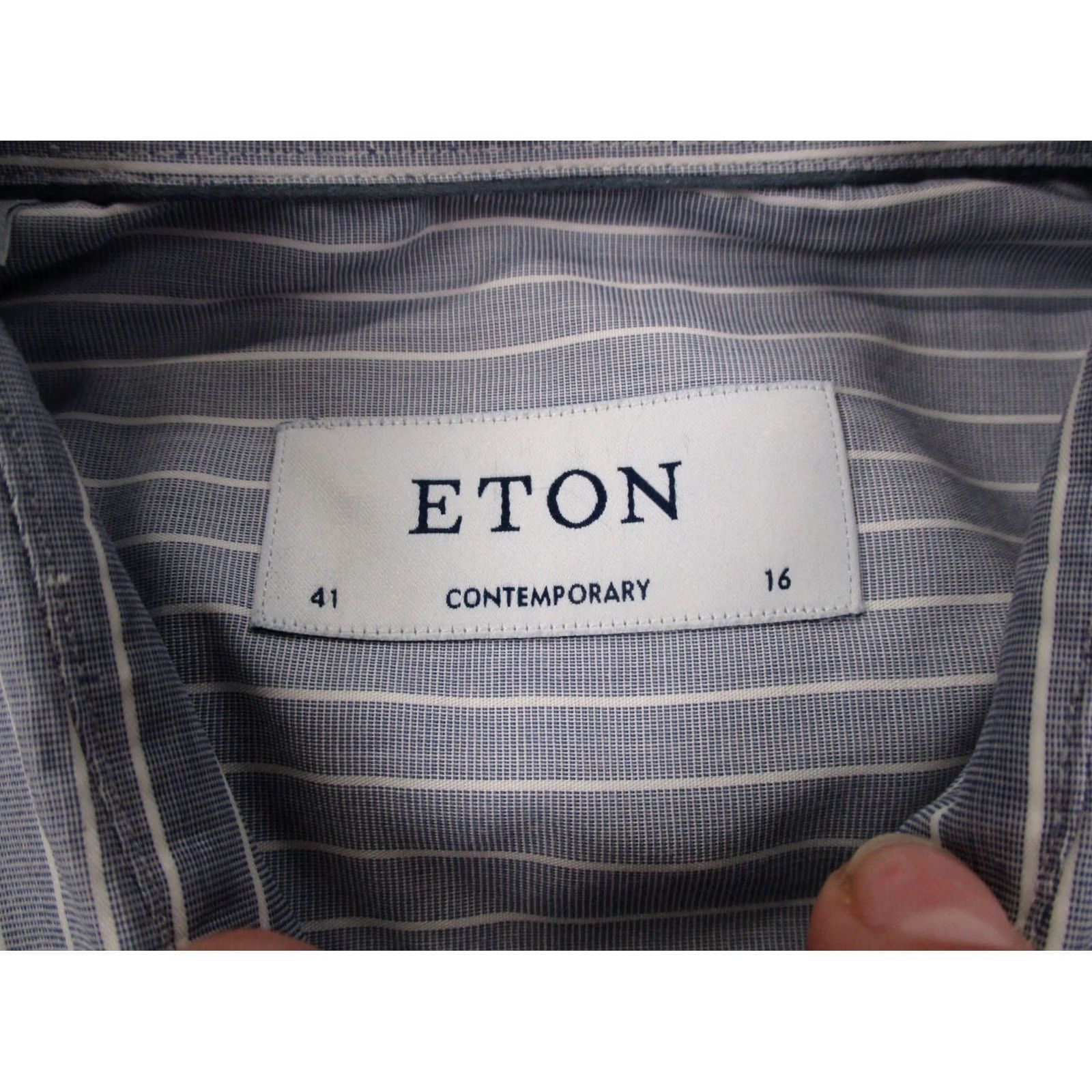 Eton VINTAGE Eton Shirt Mens L 16 41 Blue Striped Contemporary Dress Business Preppy Casual Size US L / EU 52-54 / 3 - 6 Thumbnail