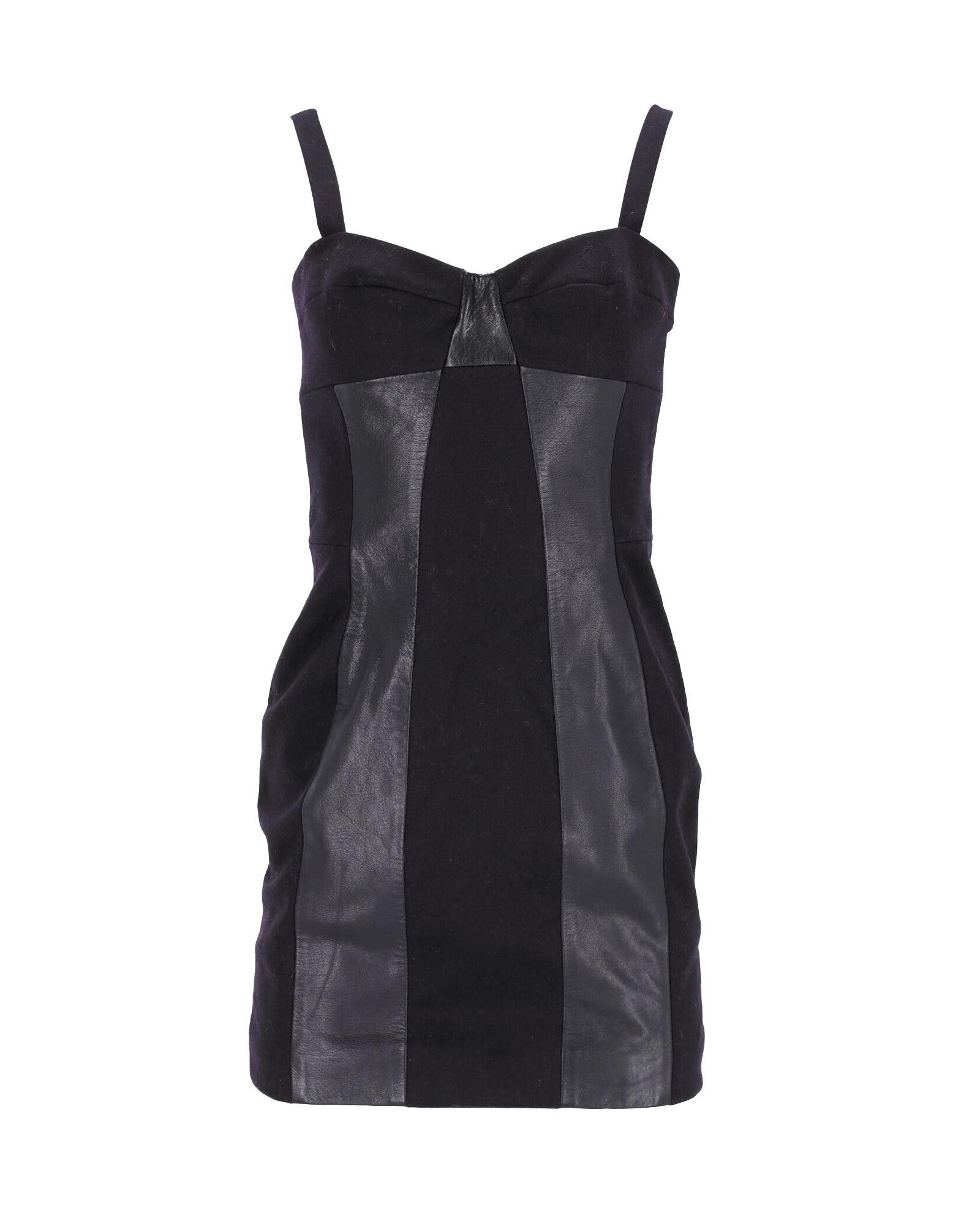 image of Joseph Panel Cutout Wool And Leather Corset Dress in Black, Women's (Size Small)