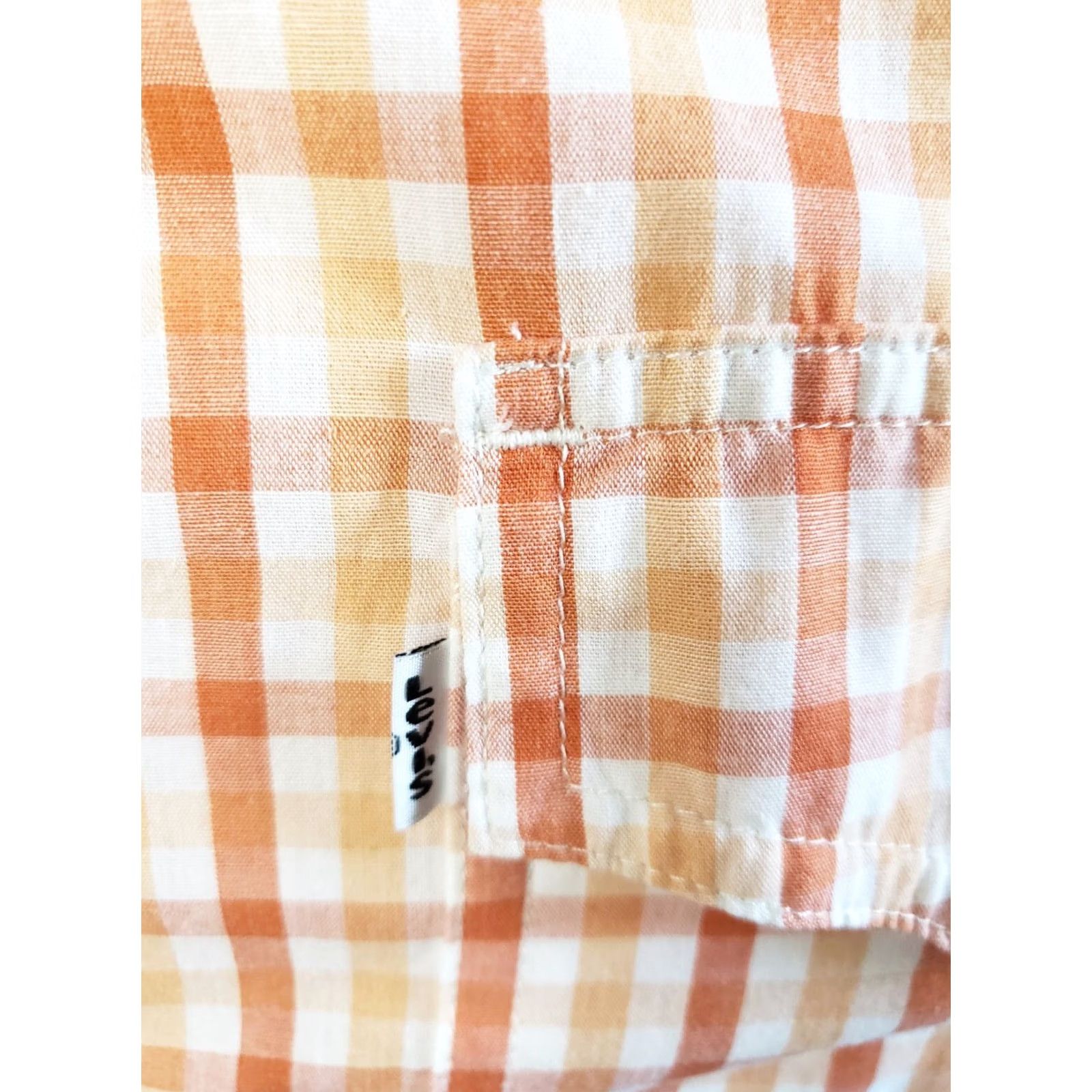 Levi's LEVIS MENS L Long Sleeve Pearl Snap Western Shirt ORANGE WHITE CHECKered Plaids & Checks, Pockets, Logo, Button Closure, Cotton Blend Size US L / EU 52-54 / 3 - 5 Thumbnail