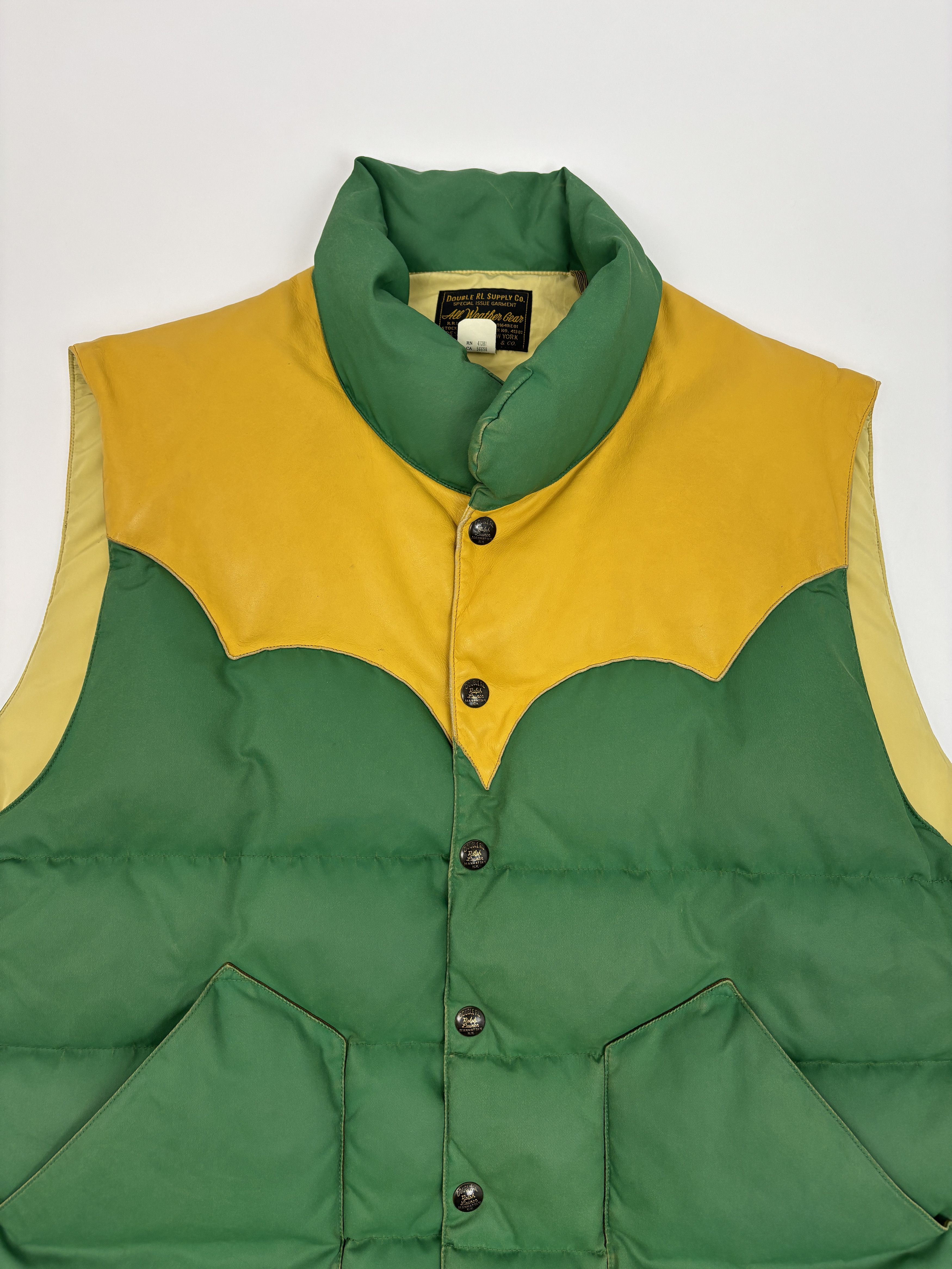 RRL Ralph Lauren RRL Leather Yoke Quilted Vest Size US XL / EU 56 / 4 - 2 Thumbnail