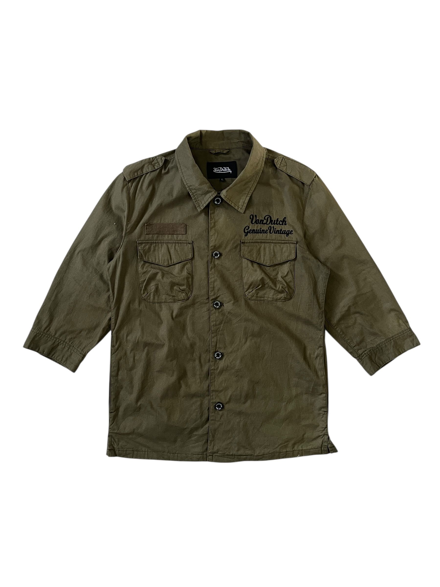 Von Dutch Von Dutch Olive Green 3 Quarter Sleeves Size US L / EU 52-54 / 3 - 2 Thumbnail
